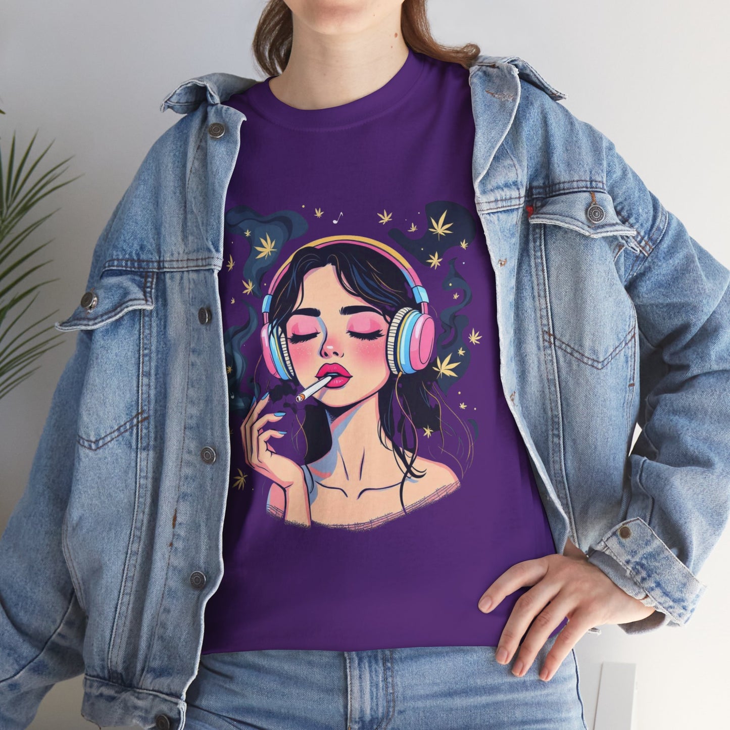 Music Lover Tee — Dreamy Girl with Headphones Graphic T‑Shirt