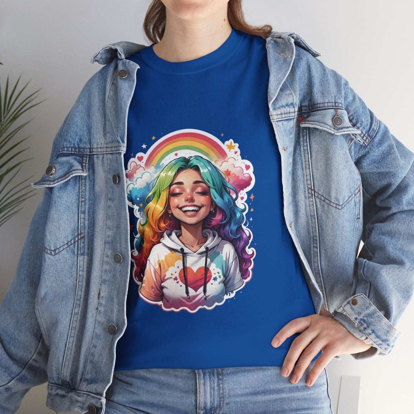 Rainbow Girl T-Shirt — Colorful Smiling Portrait Tee