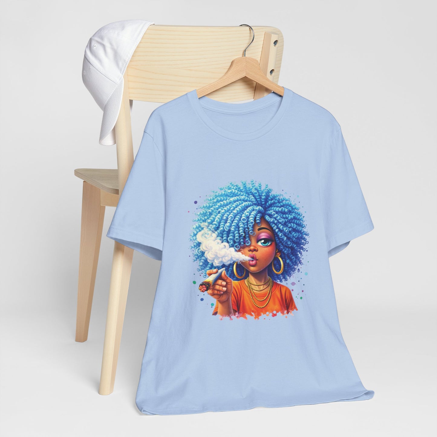Afro Puff Vibes T-Shirt — Cool Blue Hair Graphic Tee