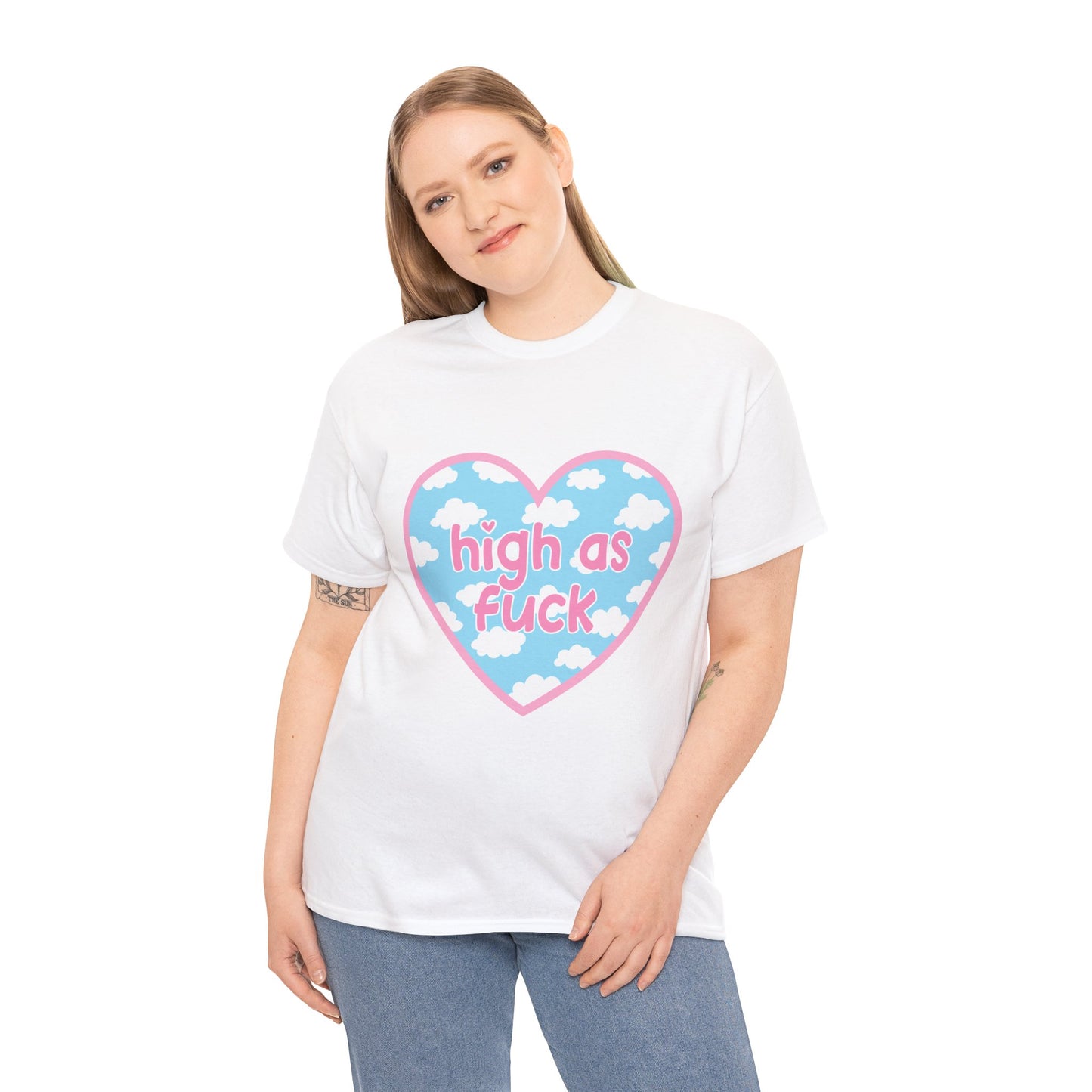 High as F*** Heart Tee — Cute Pastel Cloud Graphic T-Shirt