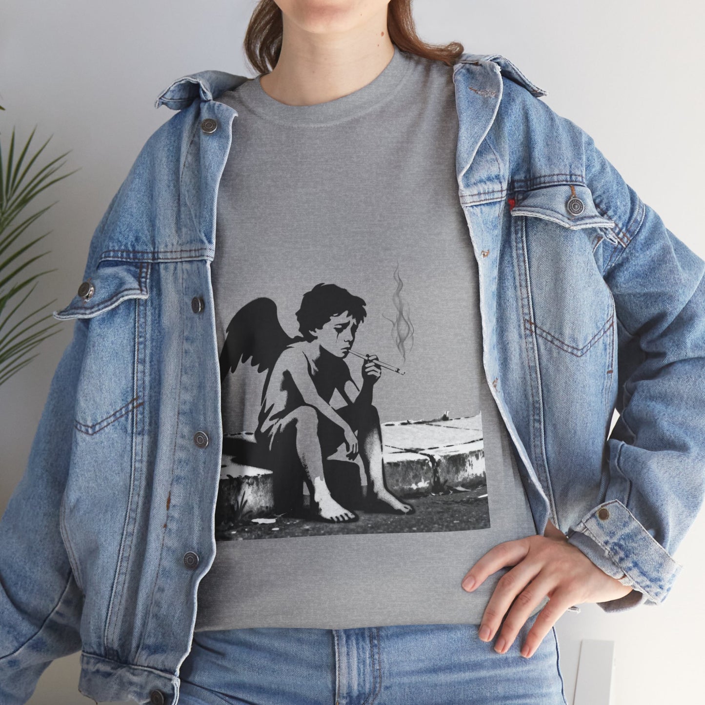 Angel Smoking Graphic Tee — Vintage Cherub Streetwear T-Shirt
