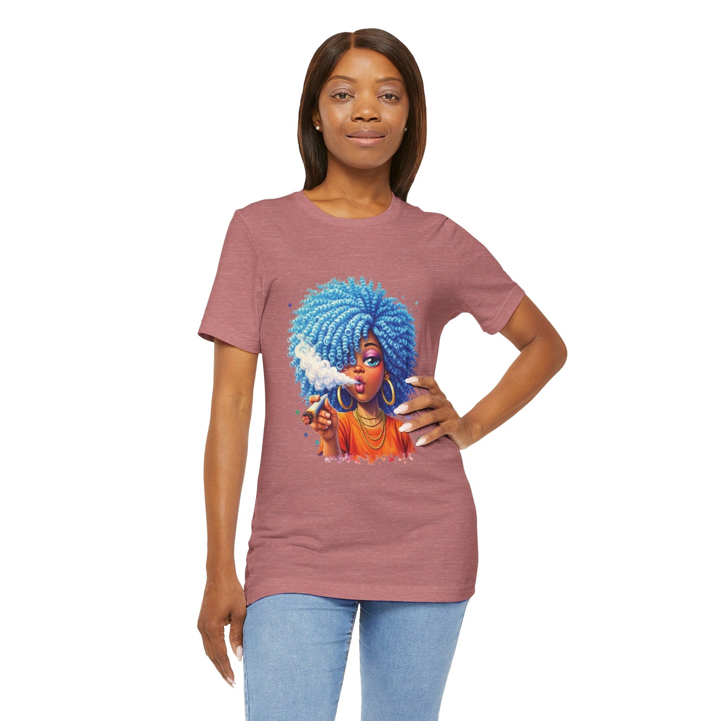 Afro Puff Vibes T-Shirt — Cool Blue Hair Graphic Tee