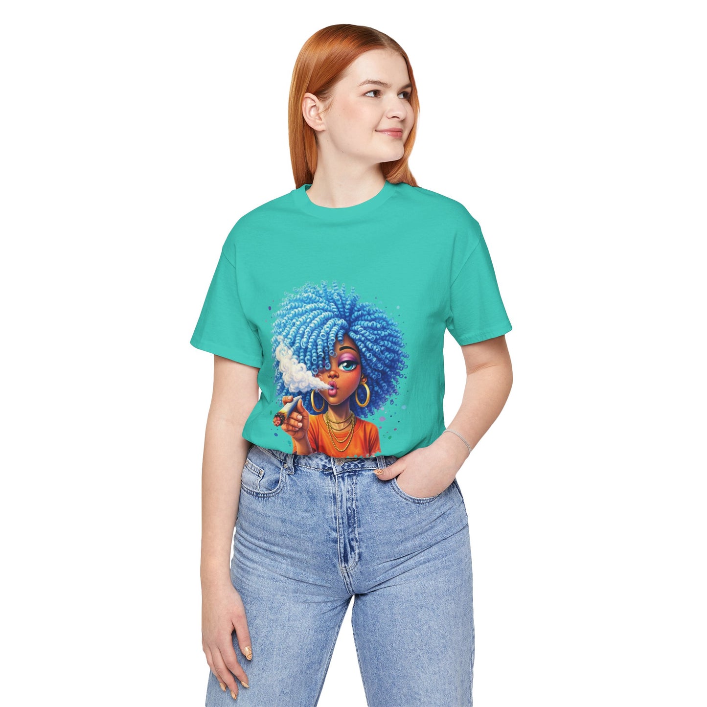 Afro Puff Vibes T-Shirt — Cool Blue Hair Graphic Tee