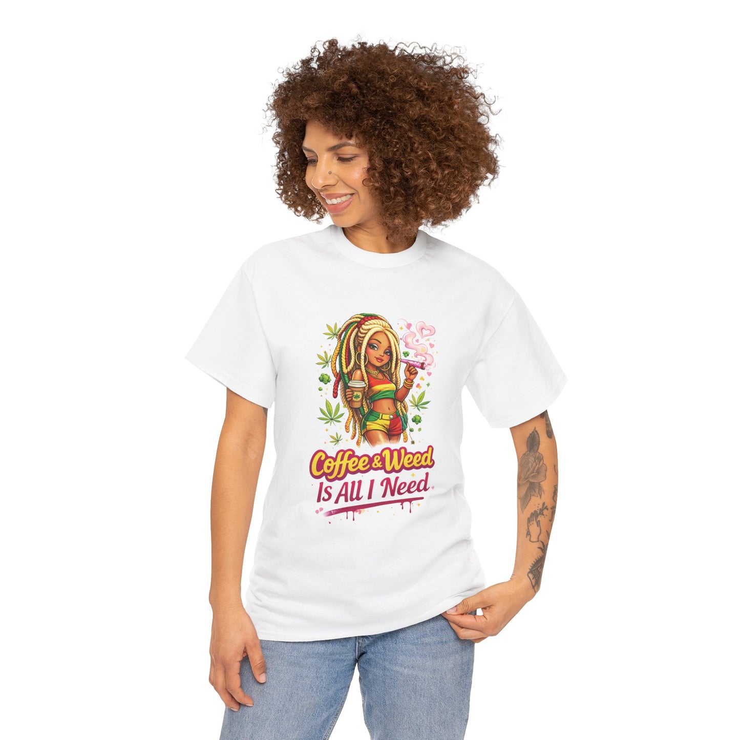 T-Shirt — "Coffee & Weed Is All I Need" Rasta Vibe Graphic Tee