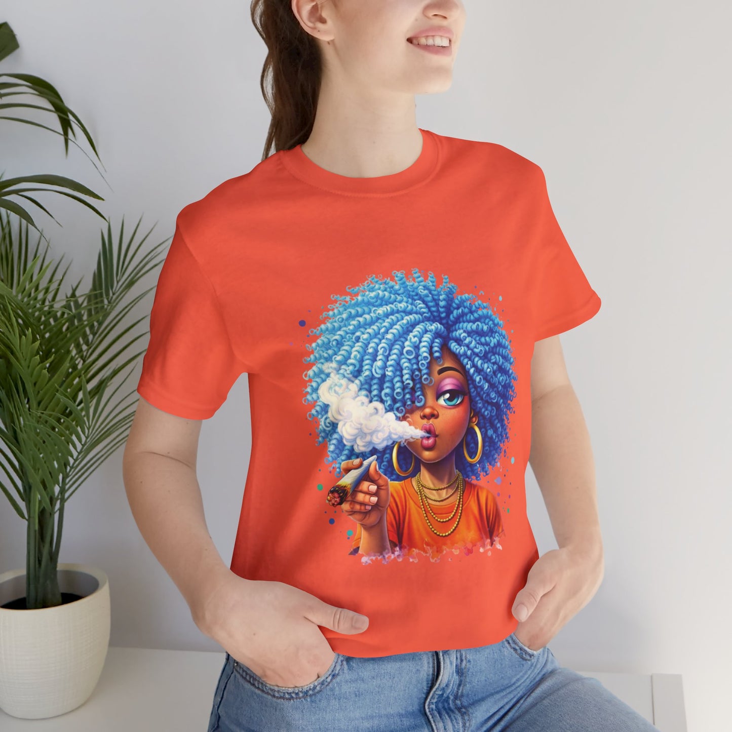Afro Puff Vibes T-Shirt — Cool Blue Hair Graphic Tee