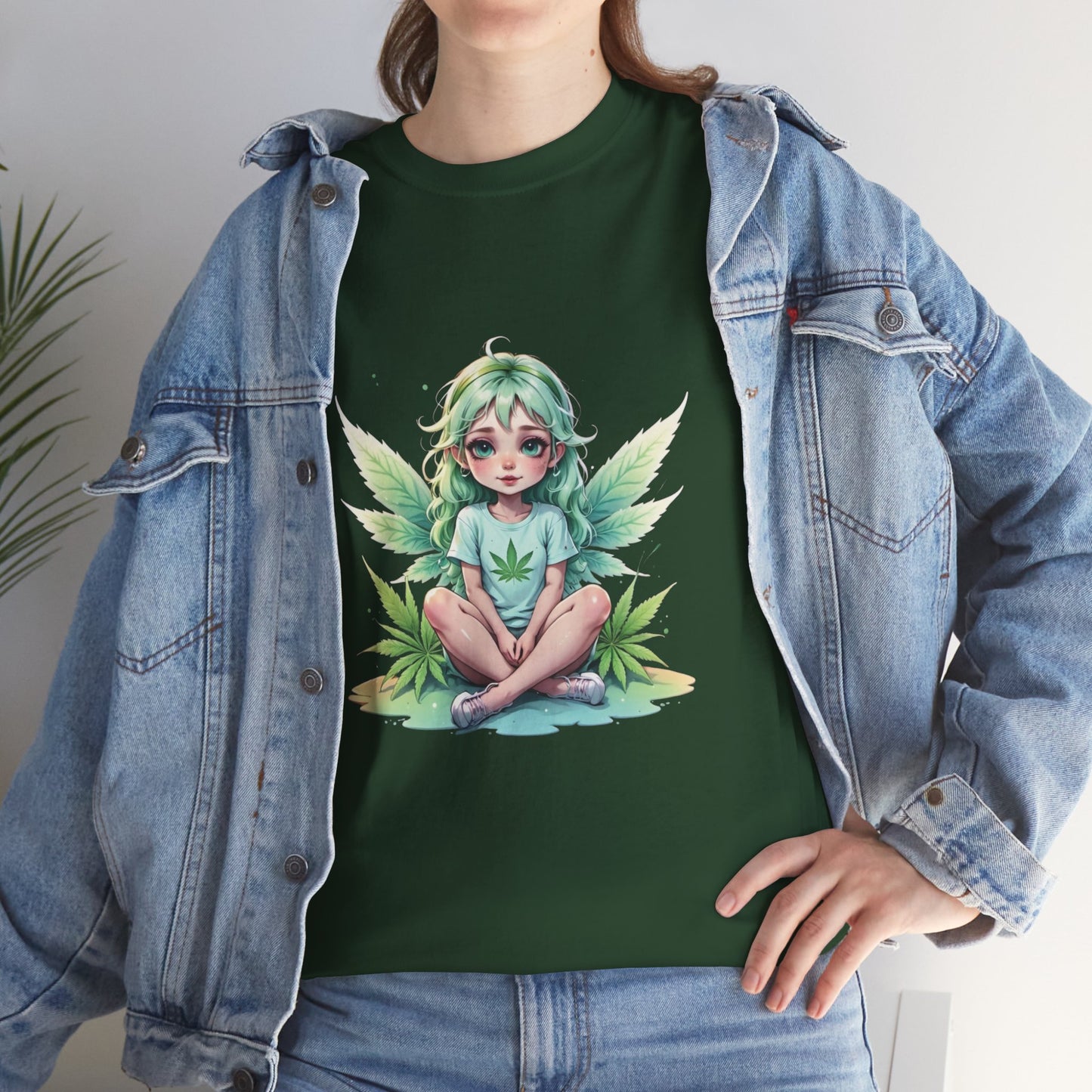Fairy 420 Girl Graphic Tee — Cute Green Forest Sprite T‑Shirt