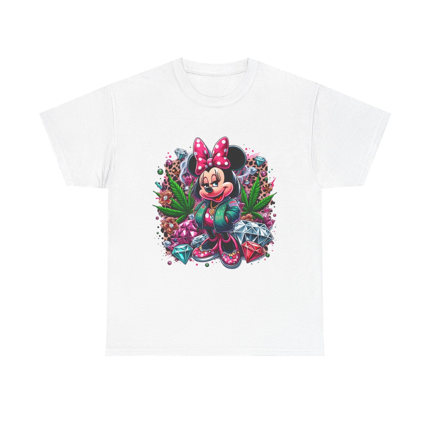 Minnie Mouse Floral Gem Tee — Cute Cartoon 420 Graphic T-Shirt