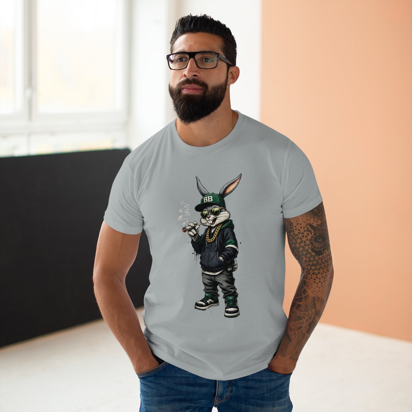Streetwear Bunny Graphic T‑Shirt — Cool Hip Hop Rabbit Design