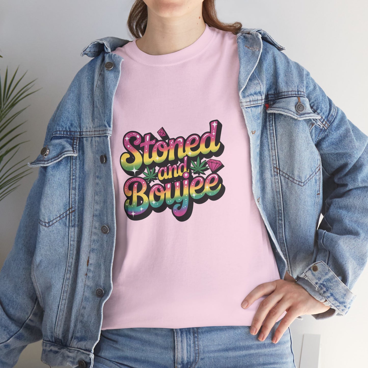T-Shirt — "Stoned and Boujee" Colorful Retro Graphic Tee