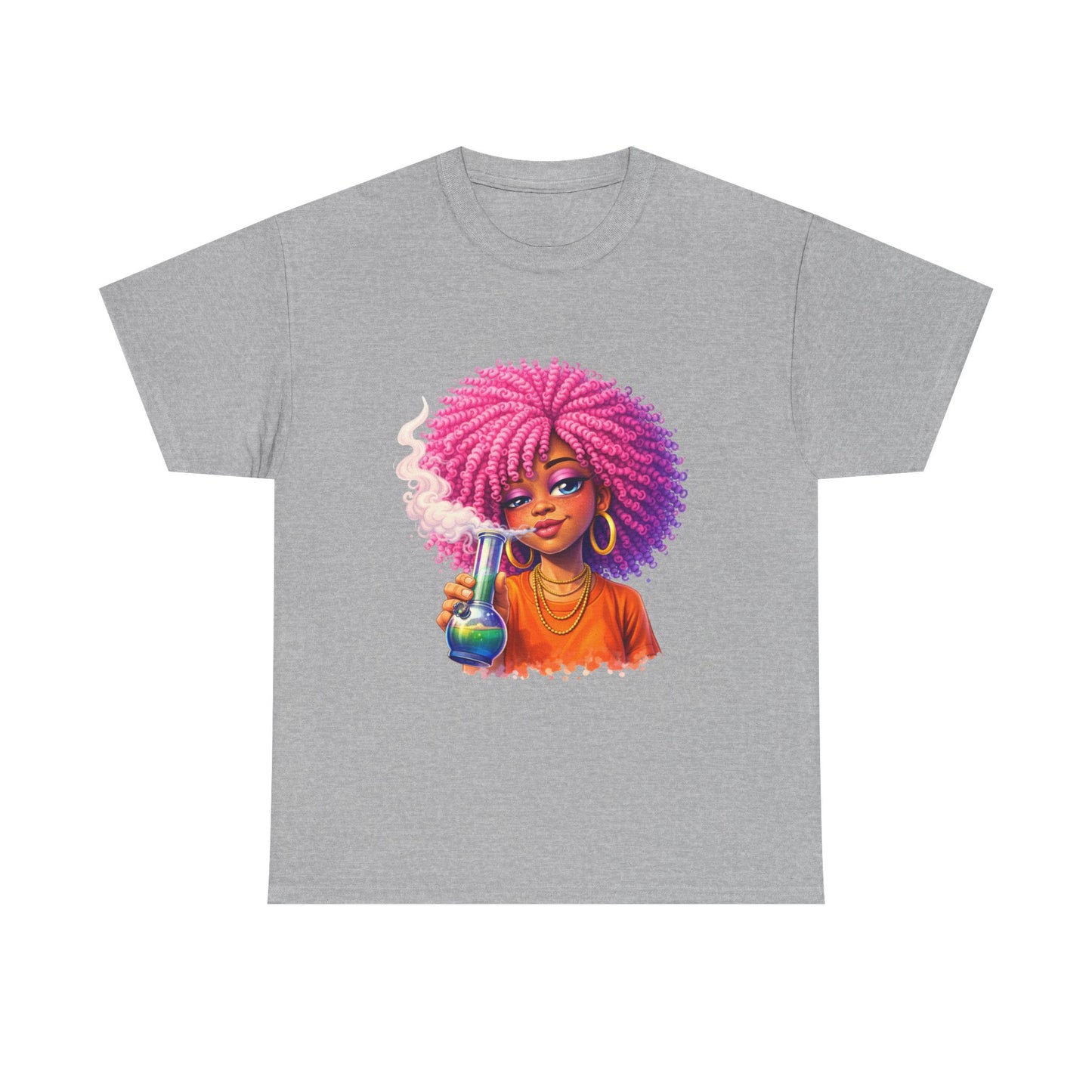 Pink Afro Girl Graphic Tee — Colorful Sassy Retro Portrait T‑Shirt