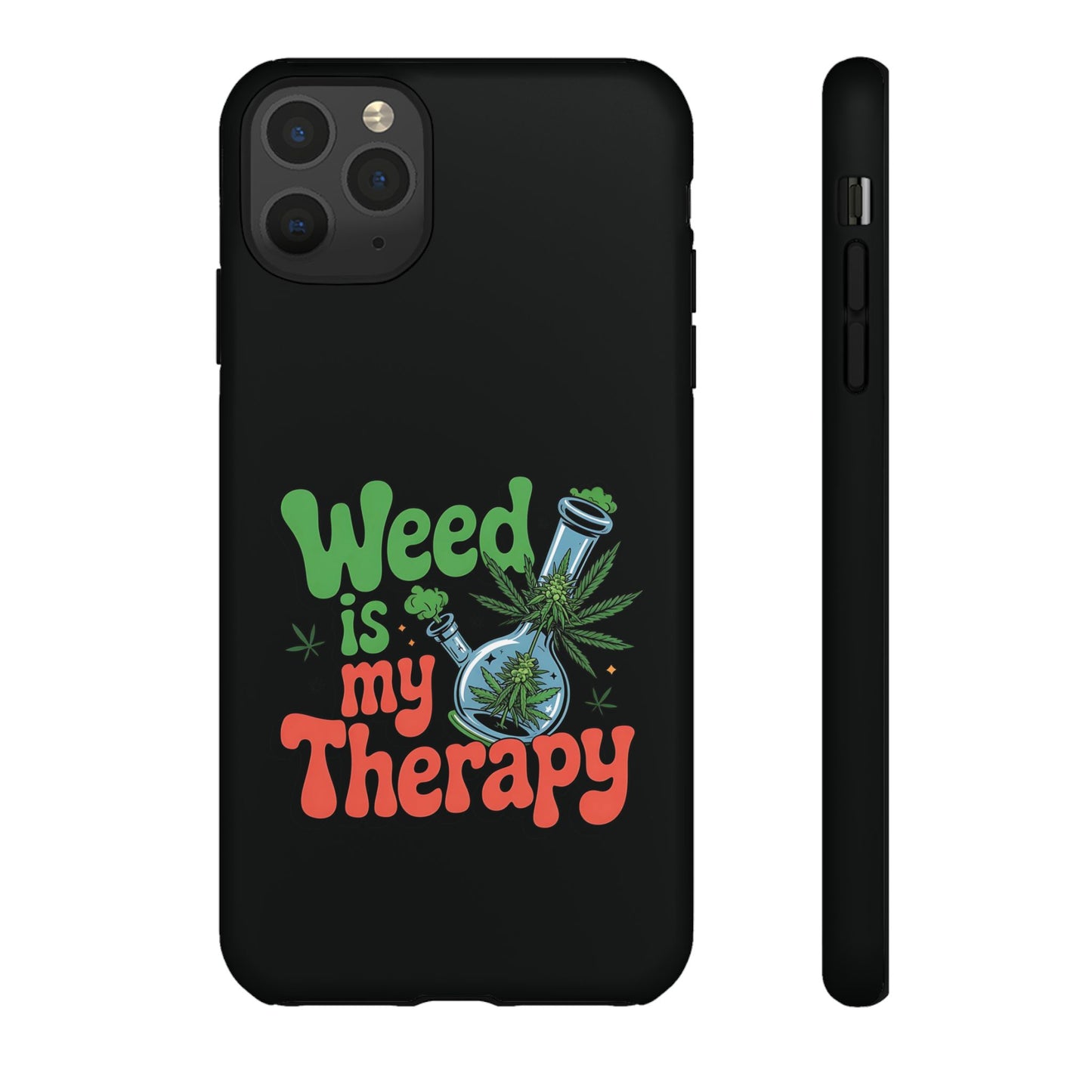 Phone Case — "Weed Is My Therapy" Retro Cannabis Design