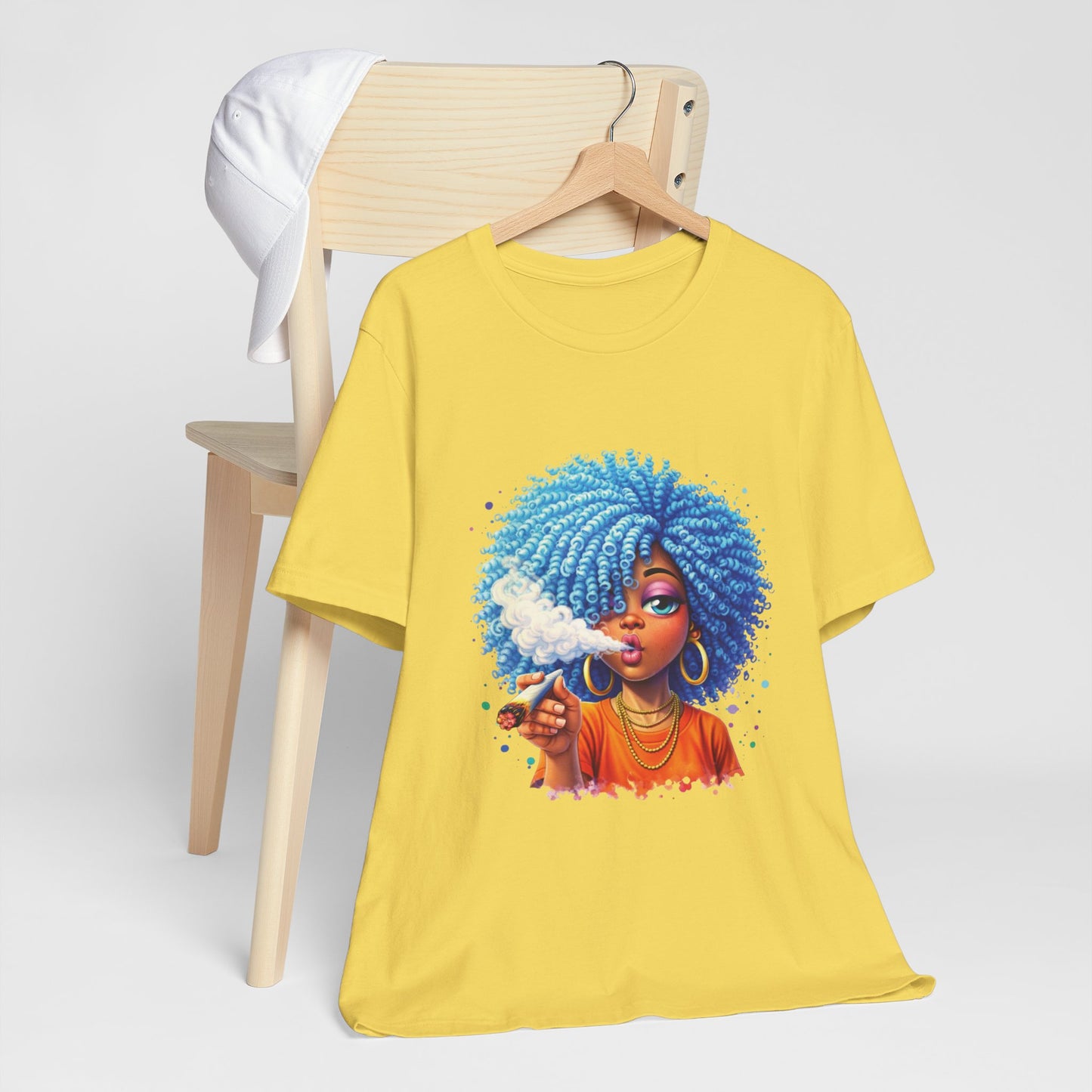 Afro Puff Vibes T-Shirt — Cool Blue Hair Graphic Tee