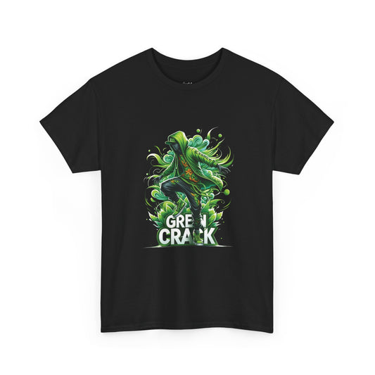 Green Crack Skateboarder T-Shirt — Urban Skate Tee with 'GREEN CRACK' Graphic