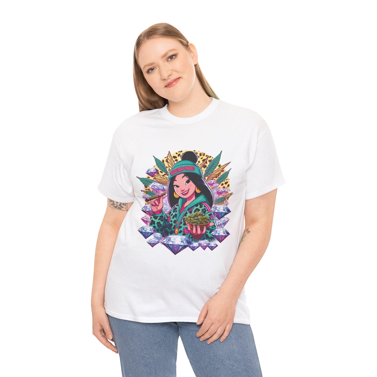 Mulan Floral Portrait T‑Shirt — Vibrant Asian Princess Illustration Tee