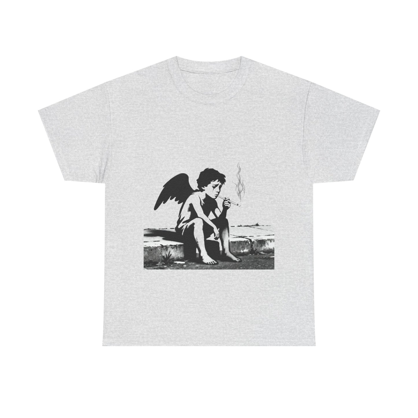 Angel Smoking Graphic Tee — Vintage Cherub Streetwear T-Shirt