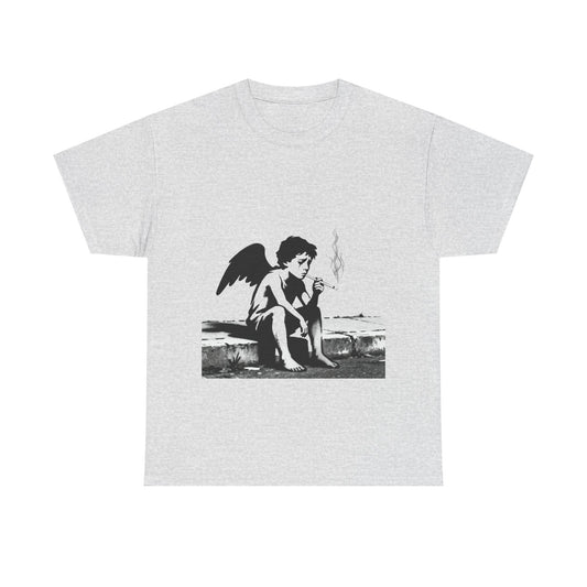Angel Smoking Graphic Tee — Vintage Cherub Streetwear T-Shirt