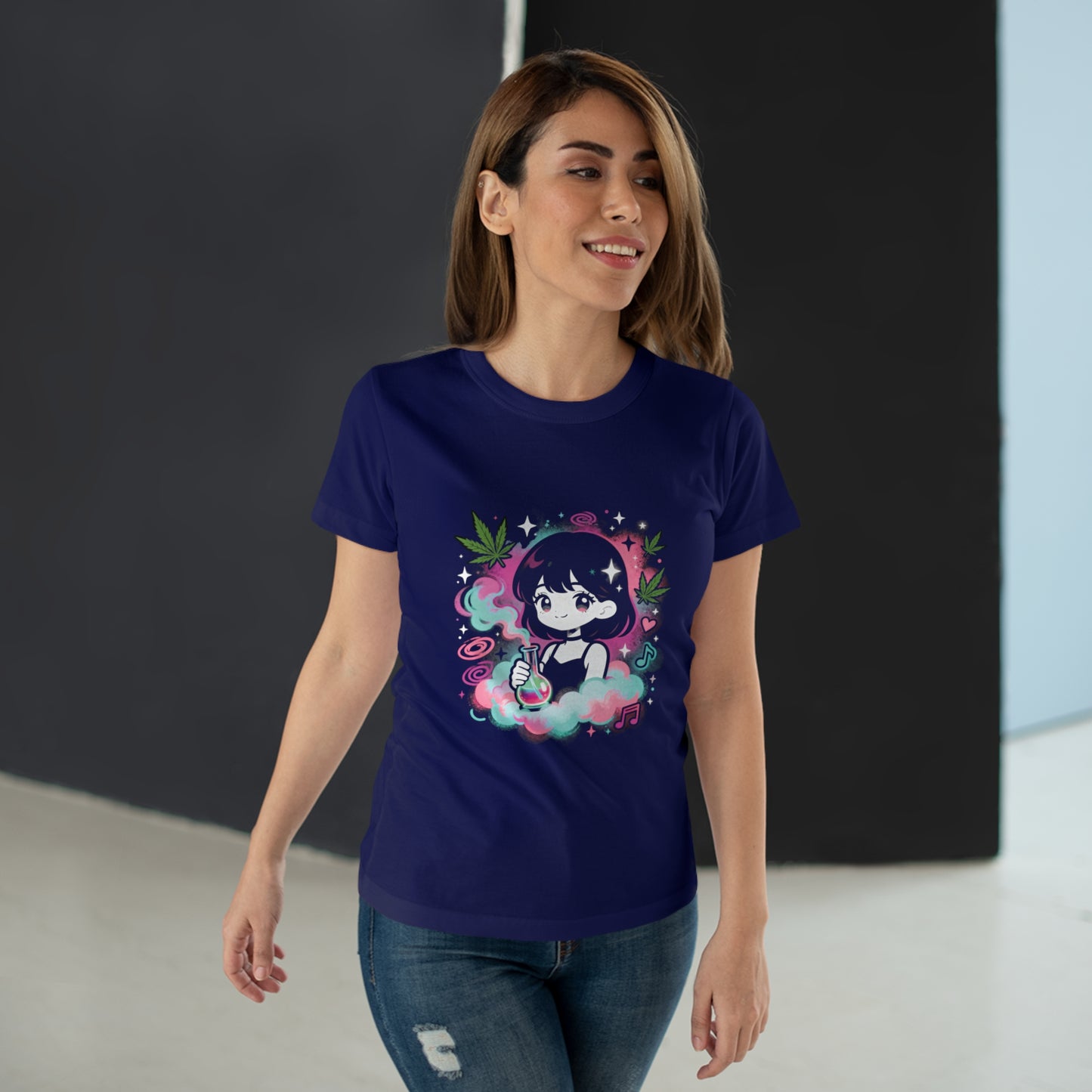 Anime Girl Puff Graphic T-Shirt — Cute 420 Vapor Aesthetic Tee