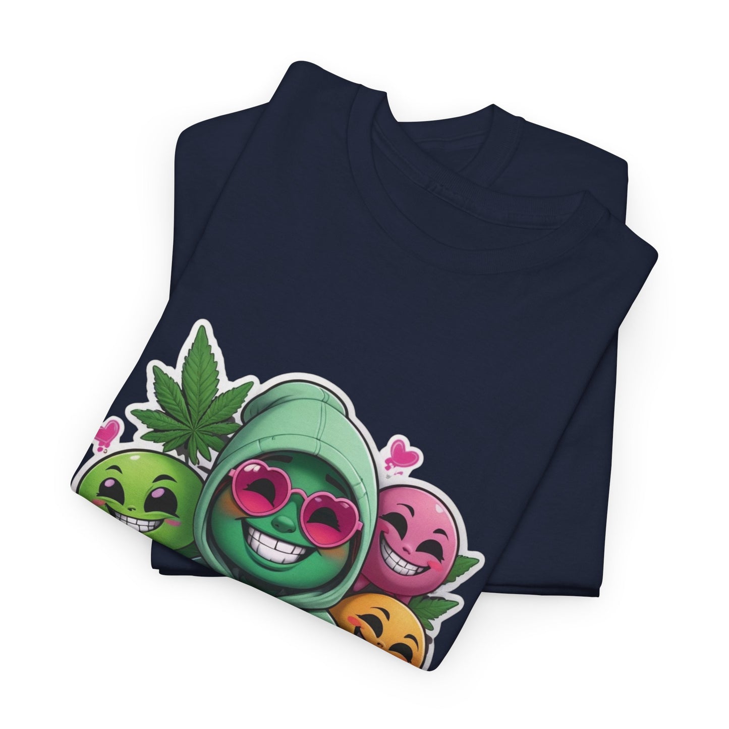 Cute Hoodie Squad T‑Shirt — Kawaii Smiley Fruit Crew Graphic Tee