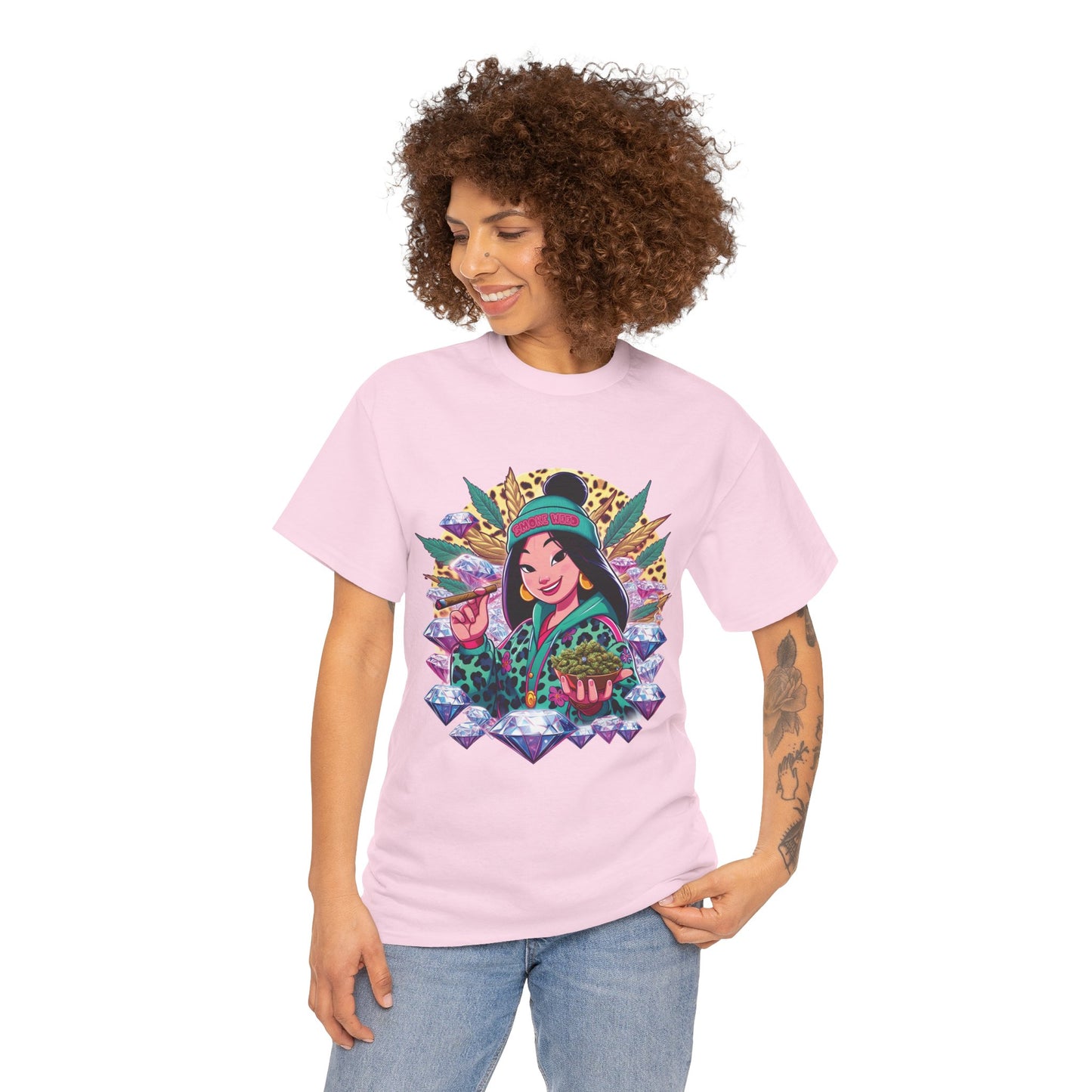 Mulan Floral Portrait T‑Shirt — Vibrant Asian Princess Illustration Tee