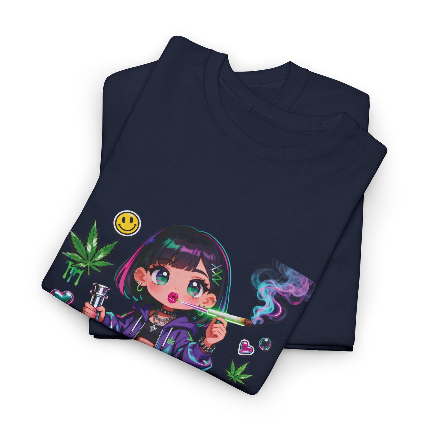 Graphic Tee — Cute Grunge Girl with 420 Art (Kawaii Stoner Aesthetic)