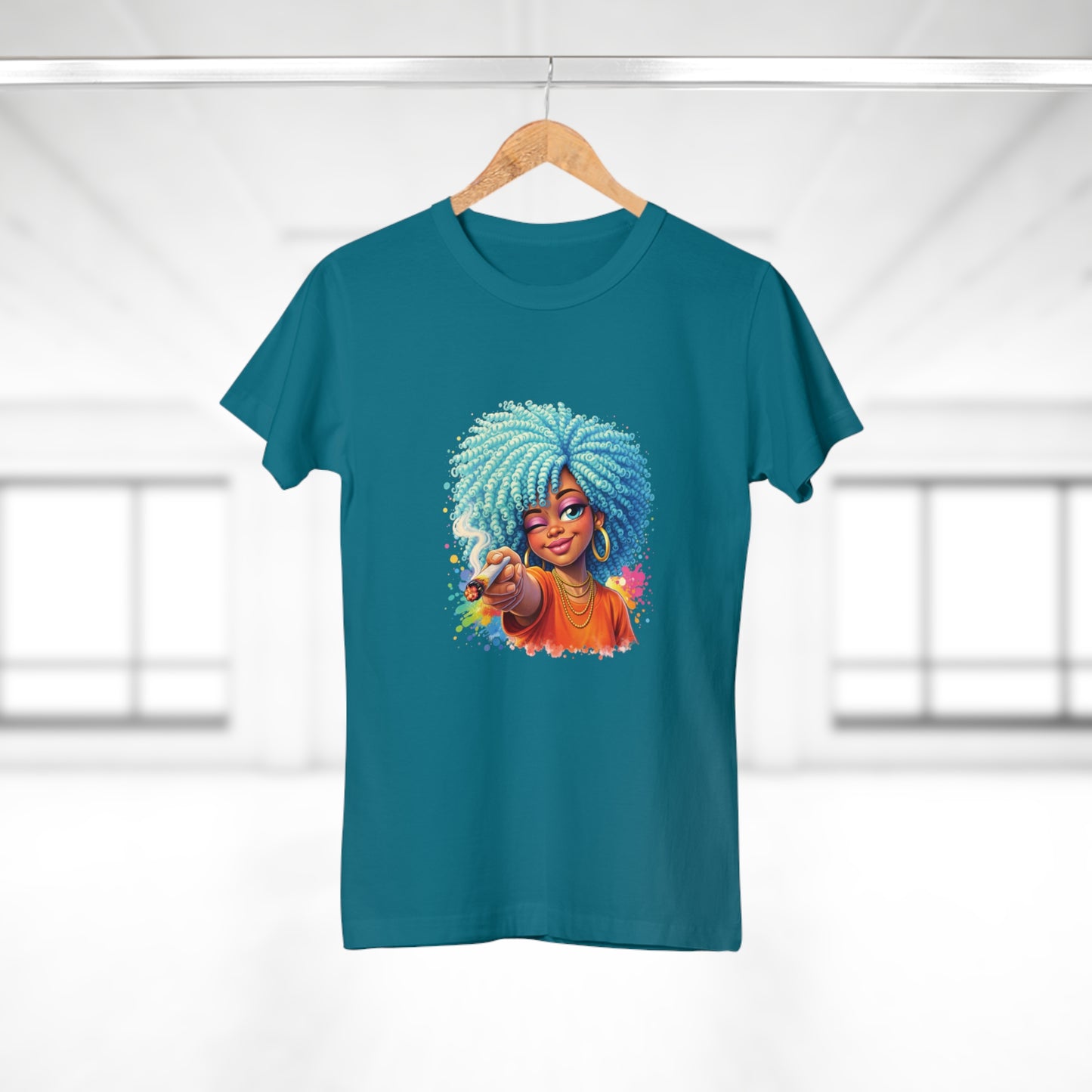 Afro Girl Pointing Graphic T-Shirt — Colorful Natural Hair Illustration Tee