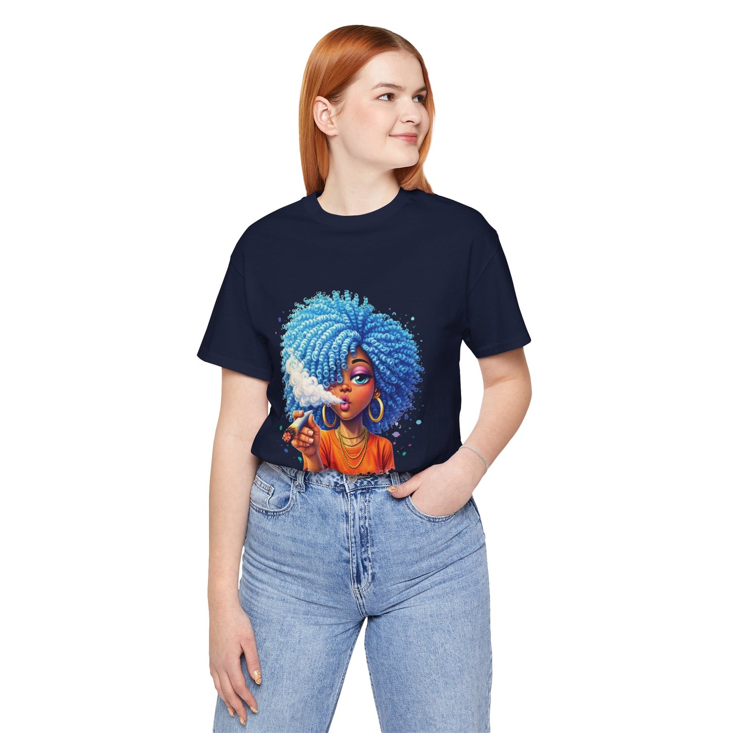 Afro Puff Vibes T-Shirt — Cool Blue Hair Graphic Tee