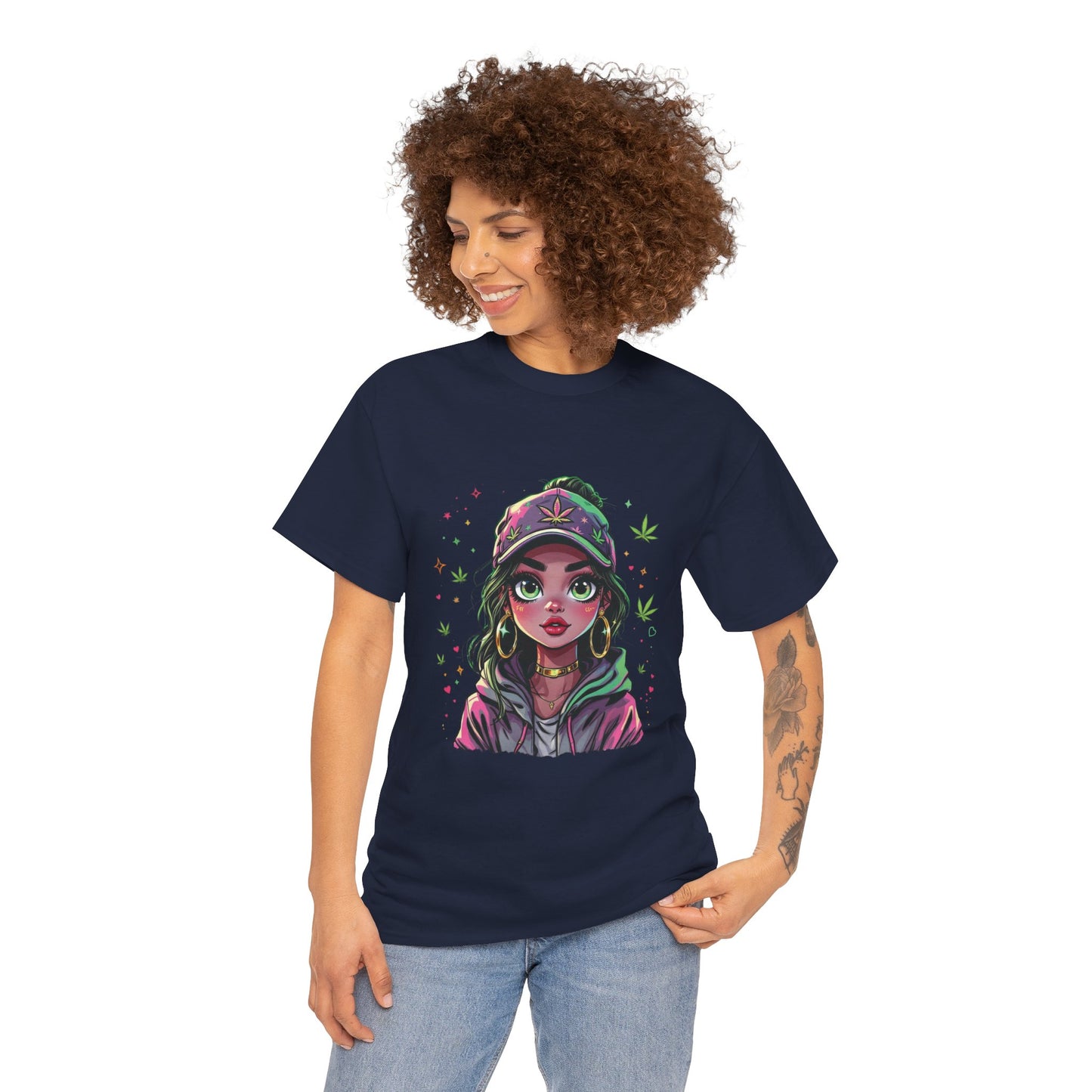 Weed Girl Graphic Tee — Cute Stoned Girl Illustration T-Shirt