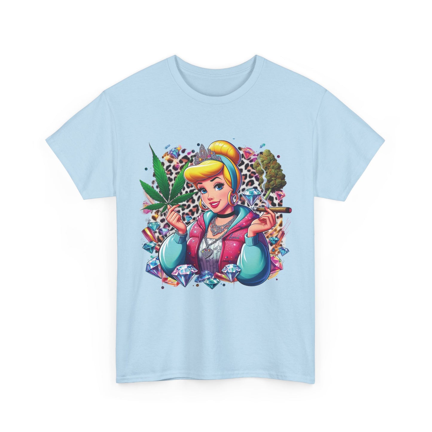 Cinderella Stoner Graphic Tee — Retro Princess Smoking Weed Art Shirt