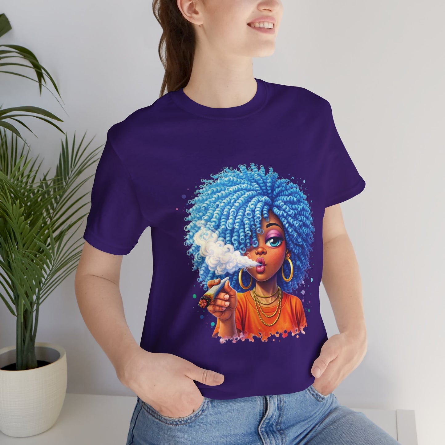 Afro Puff Vibes T-Shirt — Cool Blue Hair Graphic Tee