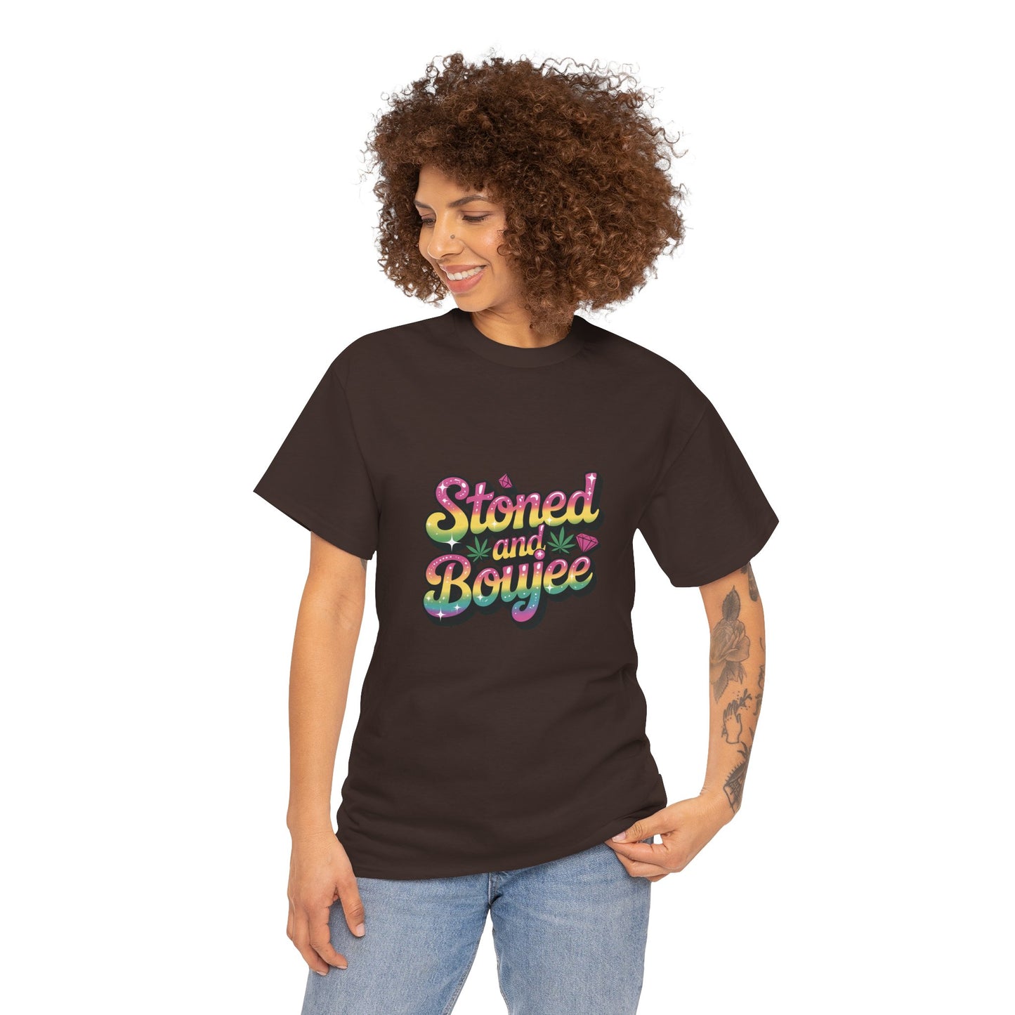 T-Shirt — "Stoned and Boujee" Colorful Retro Graphic Tee