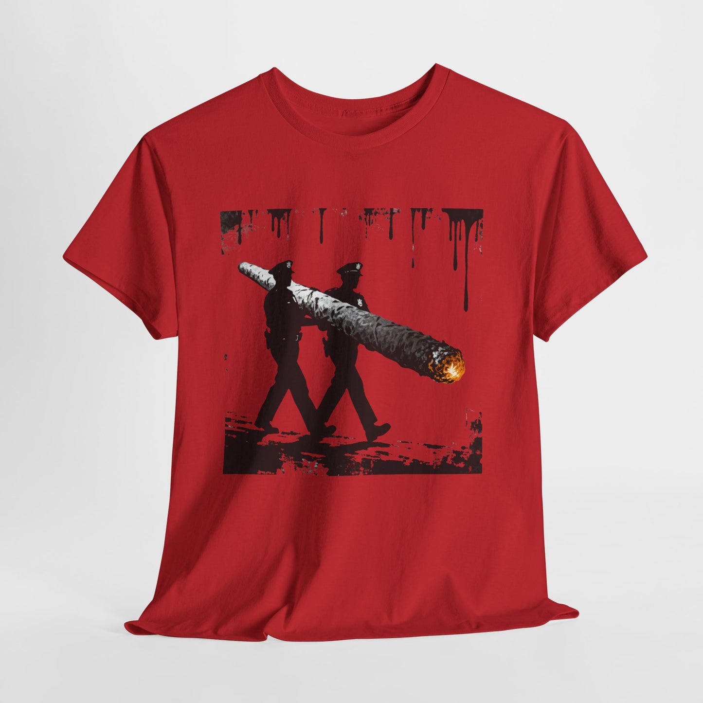 Graphic Tee — Police Carrying a Giant Burning Cigar Street Art Design