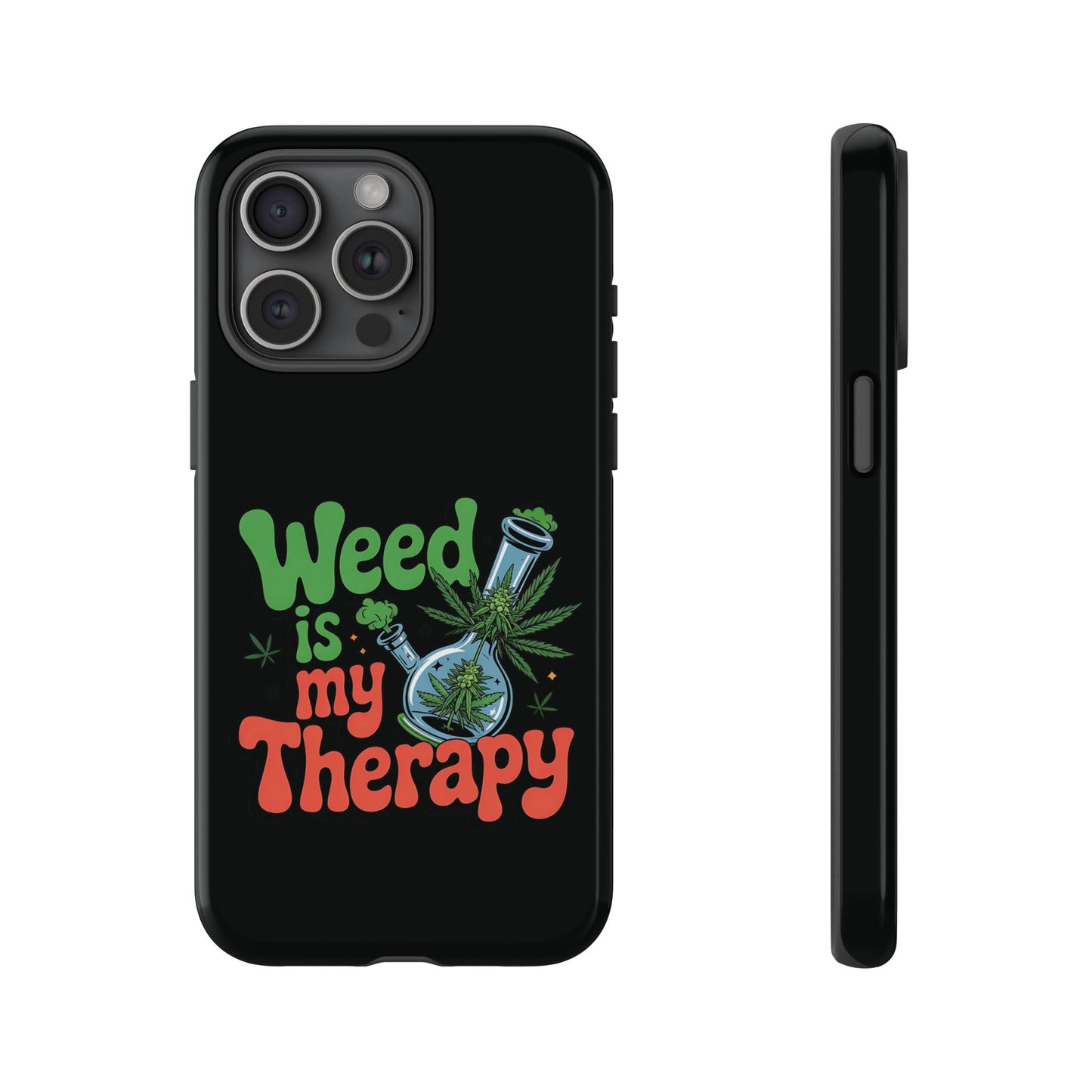 Phone Case — "Weed Is My Therapy" Retro Cannabis Design