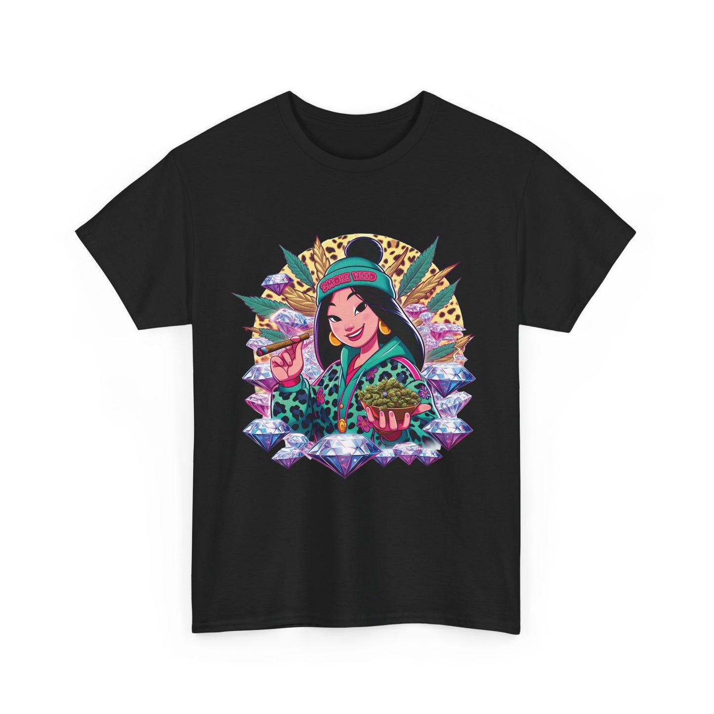 Mulan Floral Portrait T‑Shirt — Vibrant Asian Princess Illustration Tee