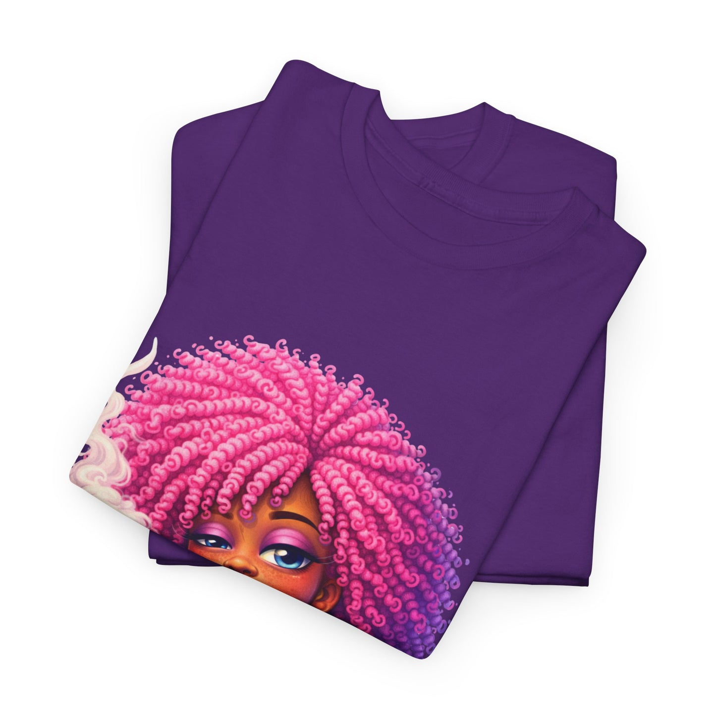 Pink Afro Girl Graphic Tee — Colorful Sassy Retro Portrait T‑Shirt