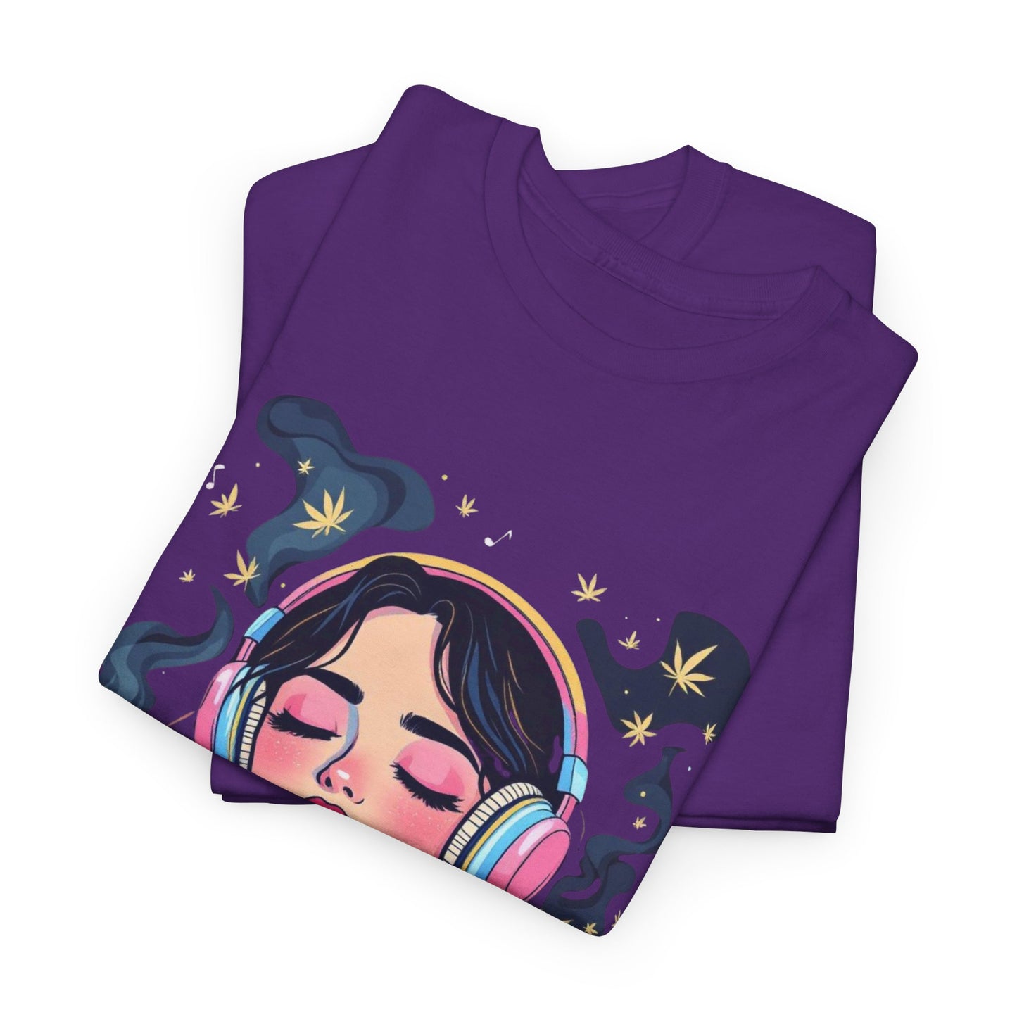 Music Lover Tee — Dreamy Girl with Headphones Graphic T‑Shirt