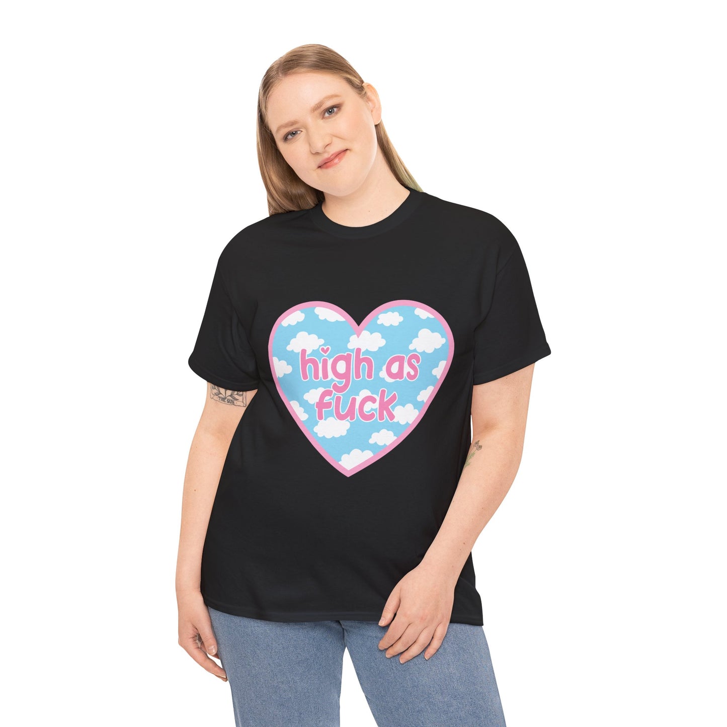 High as F*** Heart Tee — Cute Pastel Cloud Graphic T-Shirt