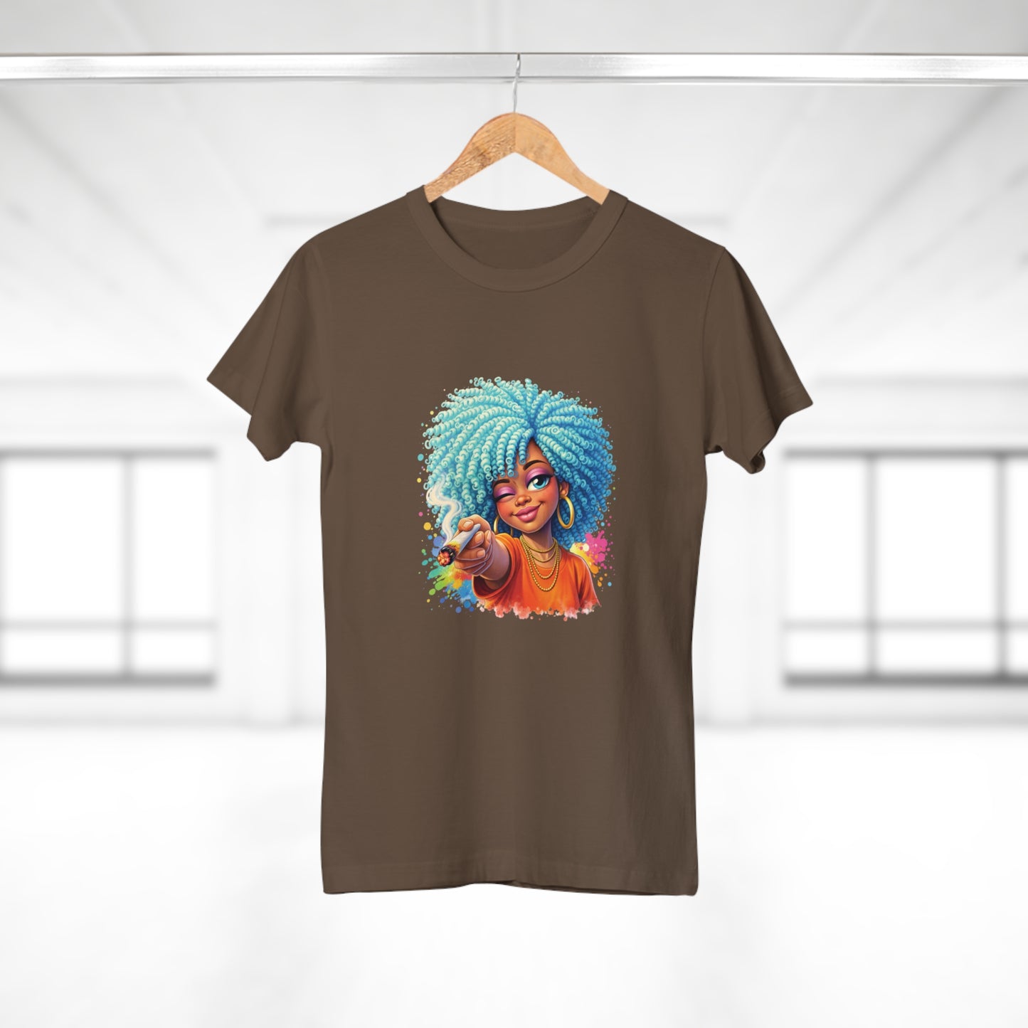 Afro Girl Pointing Graphic T-Shirt — Colorful Natural Hair Illustration Tee