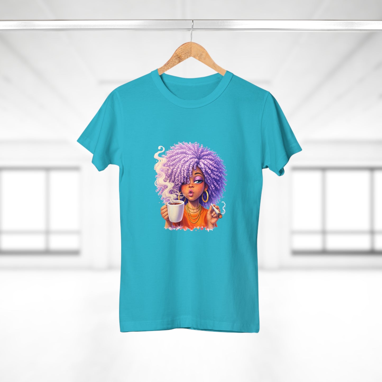 Women's T-Shirt — Afro Puff Coffee Girl Graphic Tee