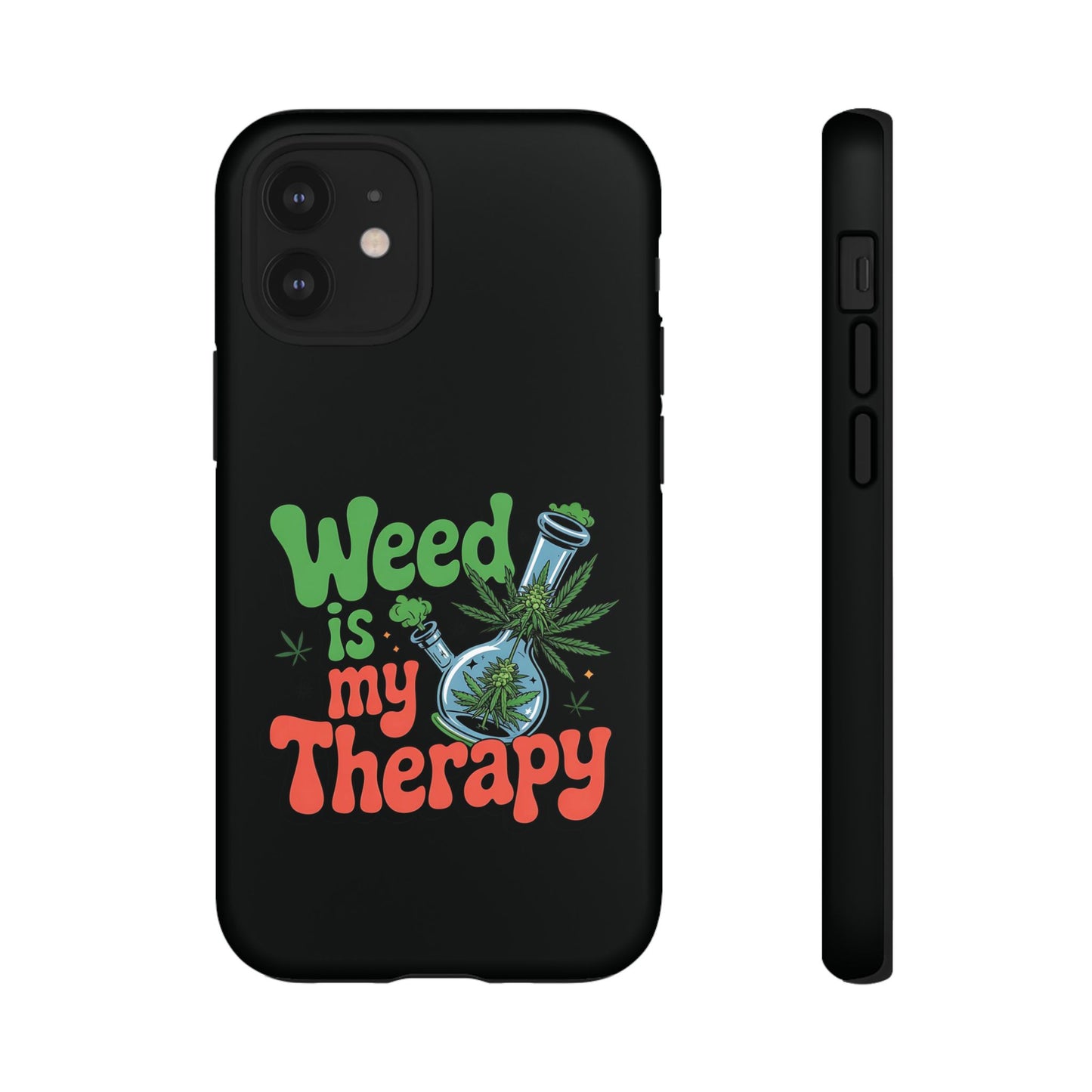 Phone Case — "Weed Is My Therapy" Retro Cannabis Design