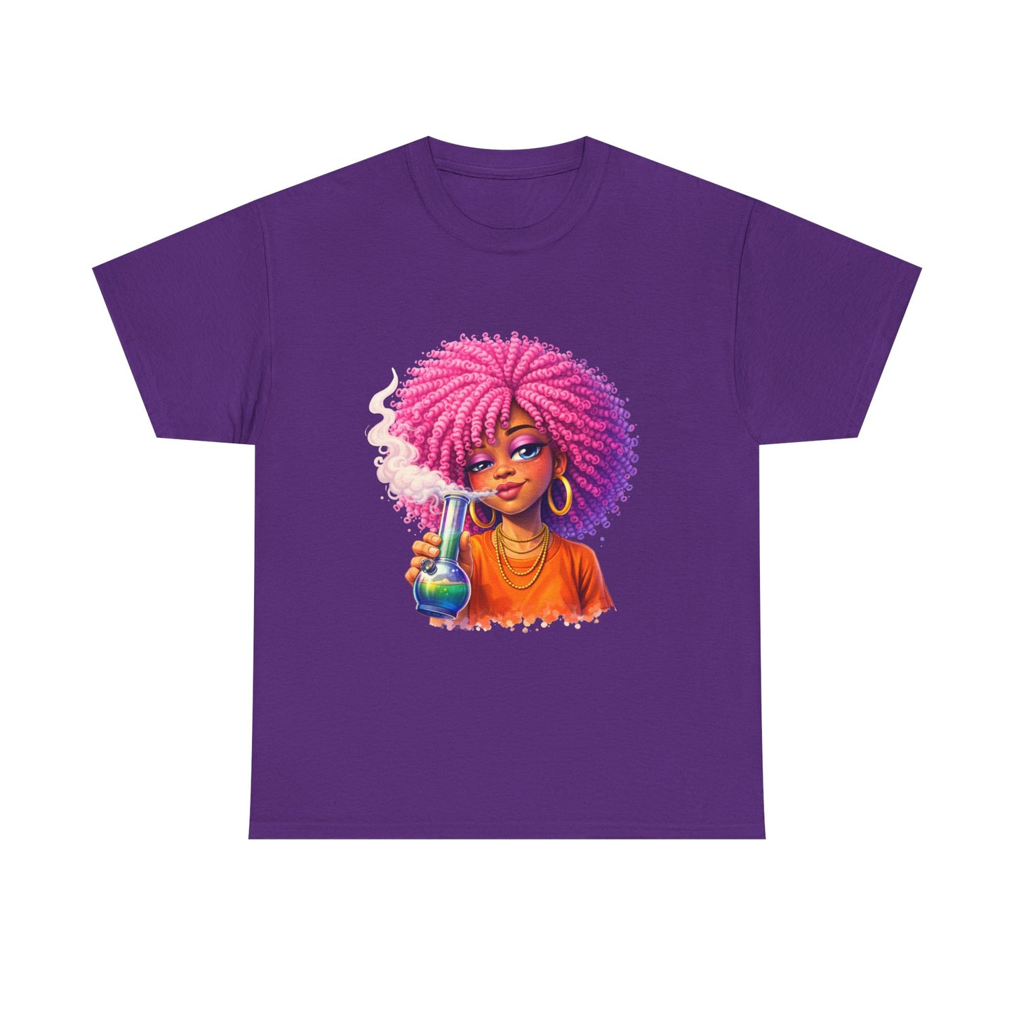 Pink Afro Girl Graphic Tee — Colorful Sassy Retro Portrait T‑Shirt