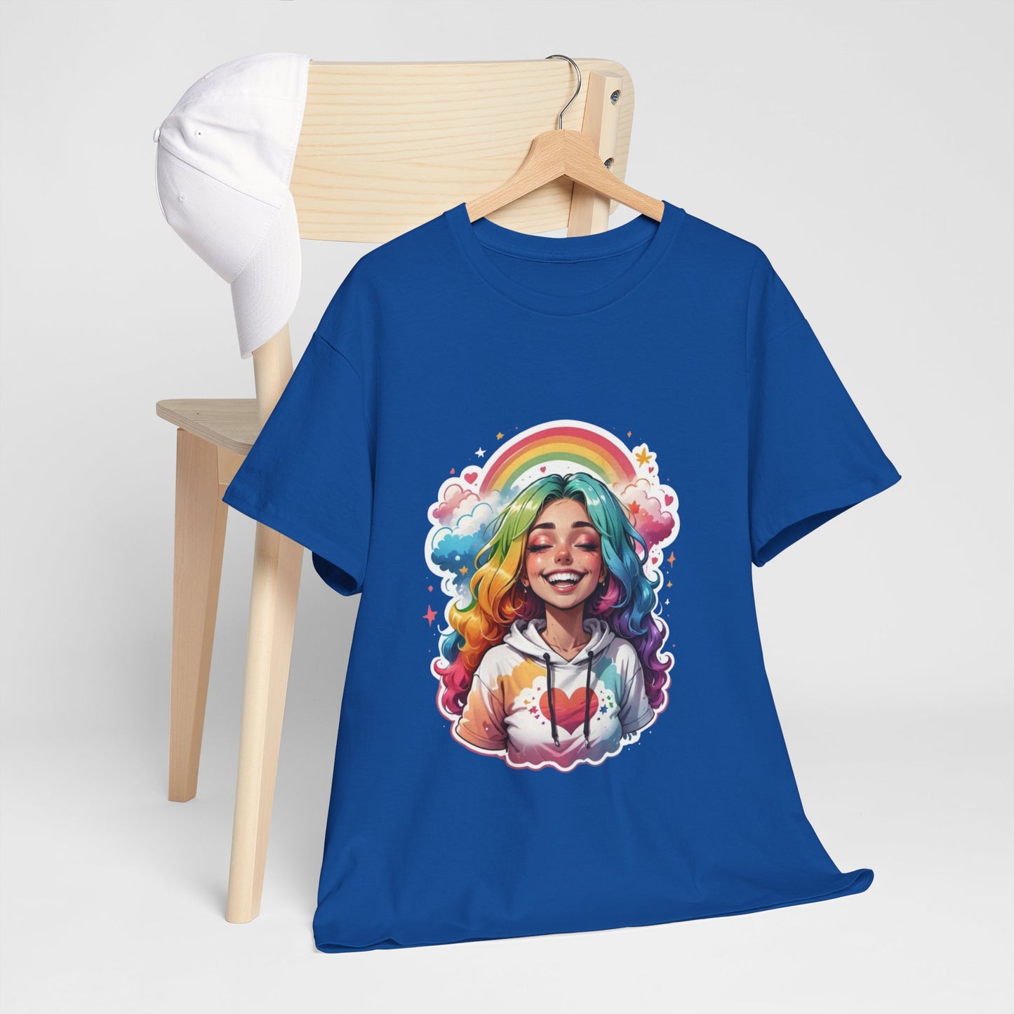 Rainbow Girl T-Shirt — Colorful Smiling Portrait Tee