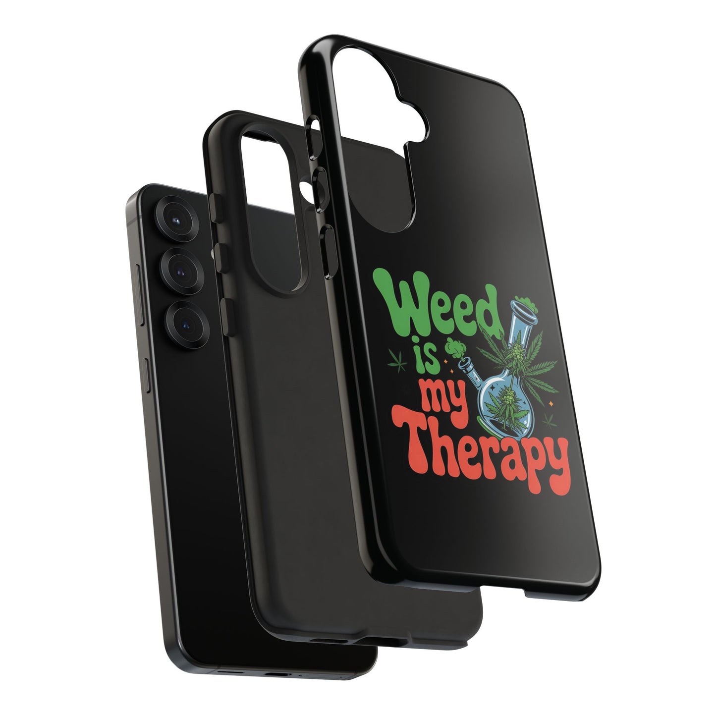 Phone Case — "Weed Is My Therapy" Retro Cannabis Design