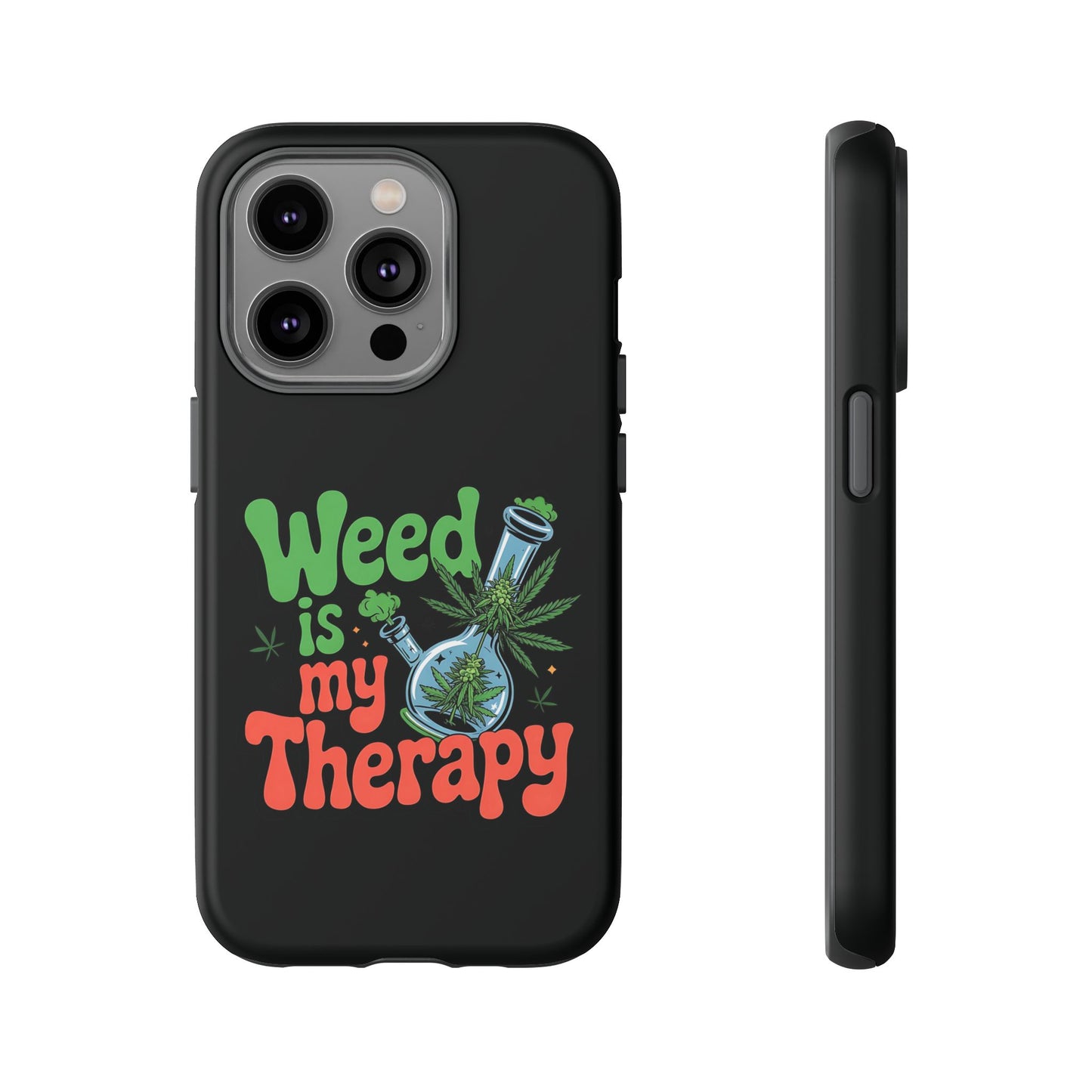 Phone Case — "Weed Is My Therapy" Retro Cannabis Design