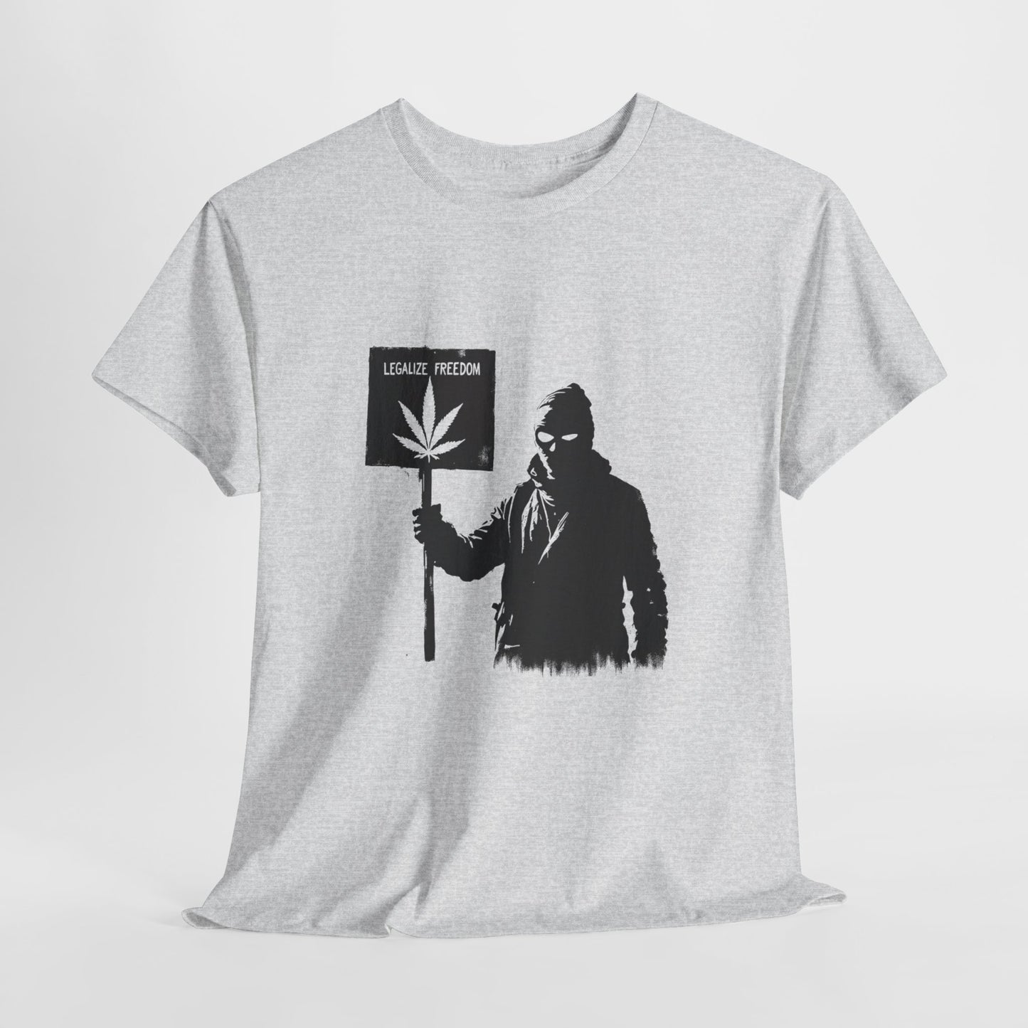 Protester Holding 'Legalize Freedom' Weed Tee