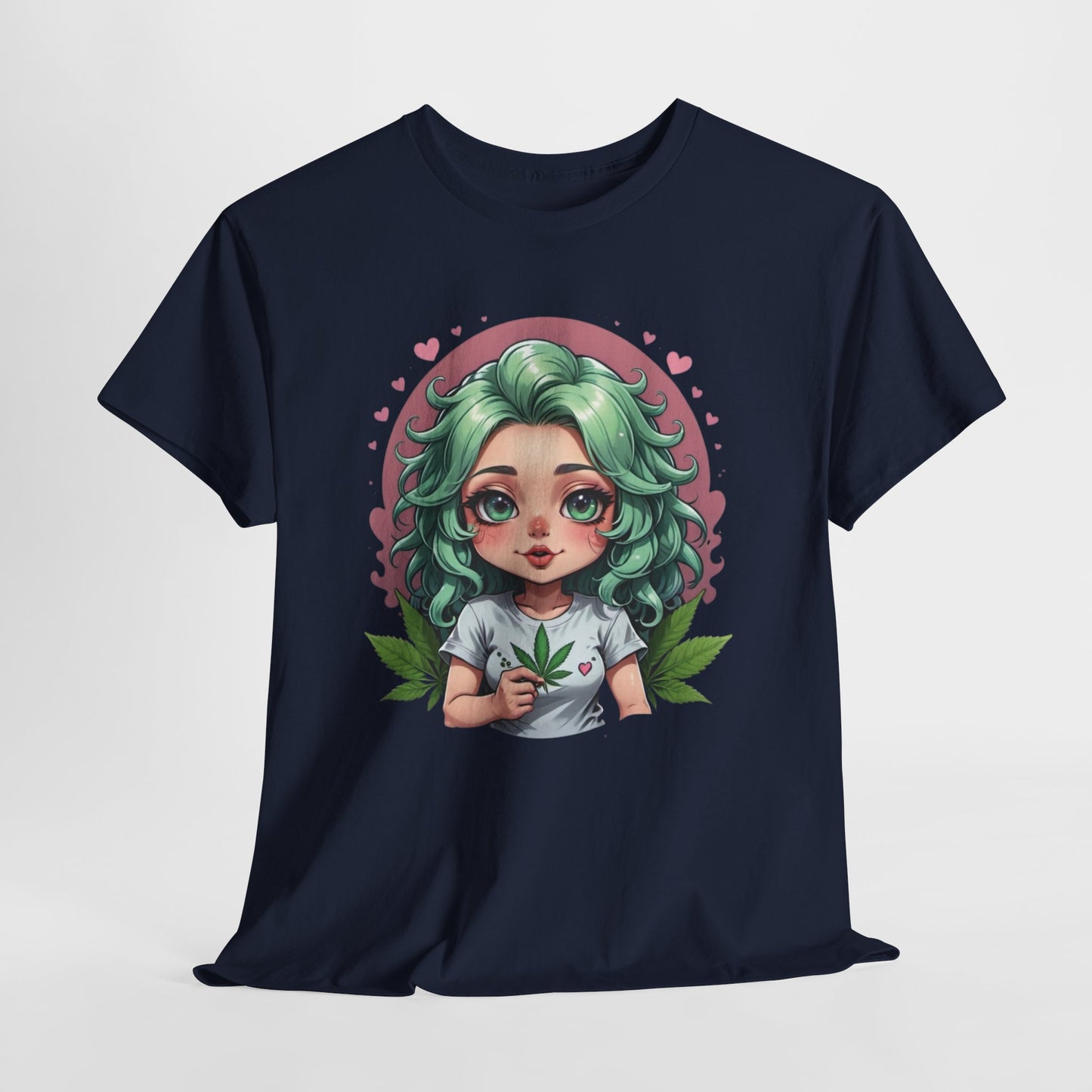 Plant Girl Cute Tee — Green Hair Anime Girl Graphic T-Shirt
