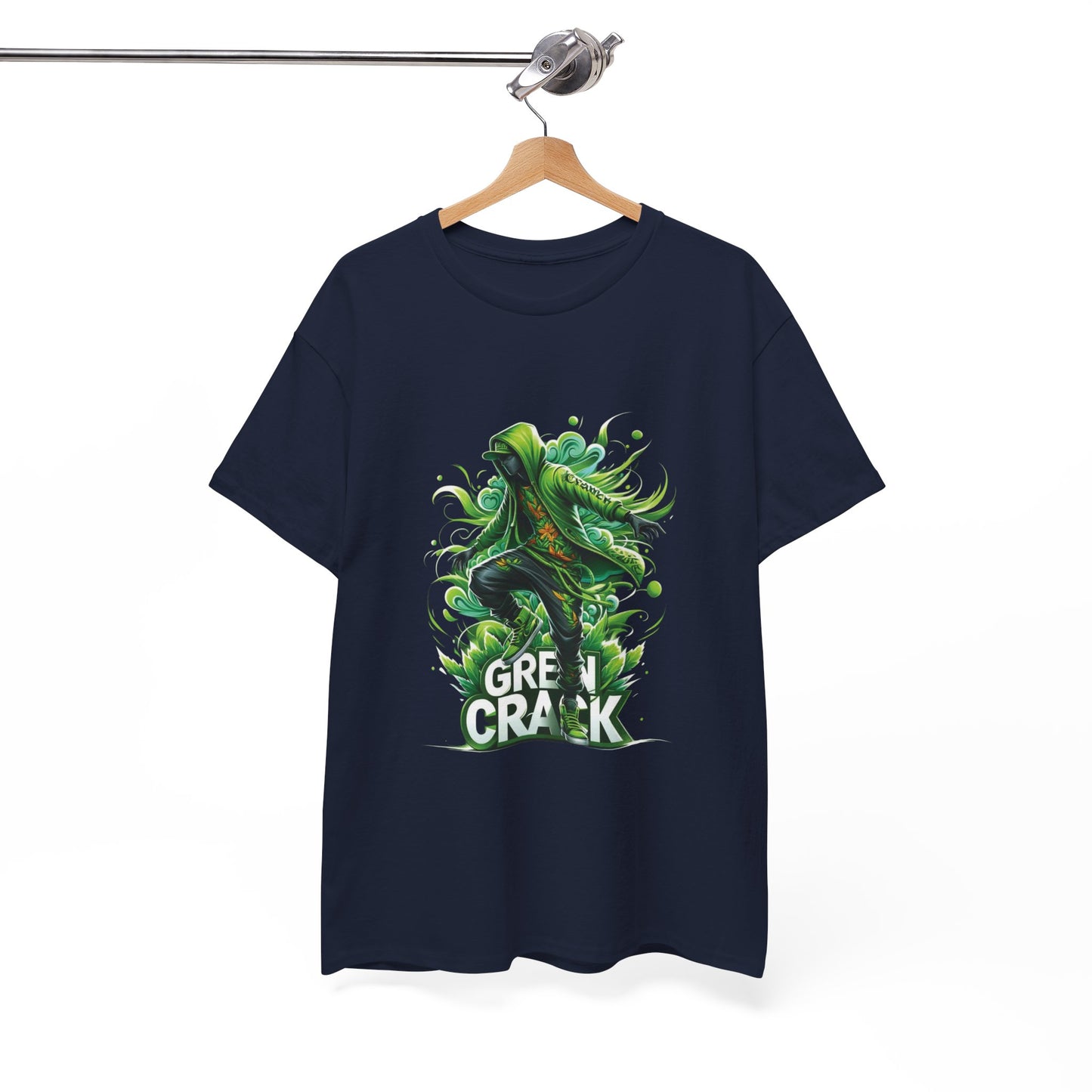 Green Crack Skateboarder T-Shirt — Urban Skate Tee with 'GREEN CRACK' Graphic