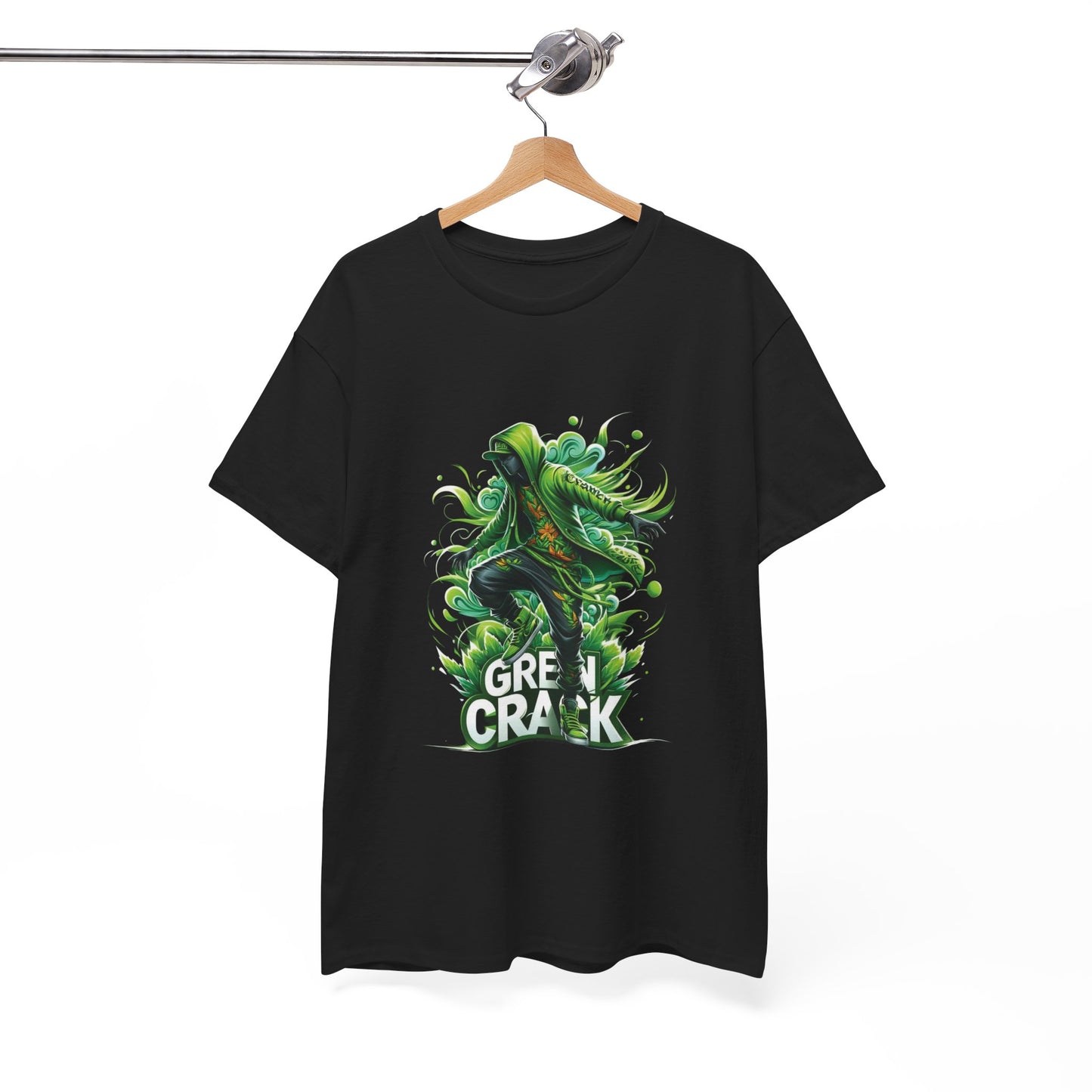 Green Crack Skateboarder T-Shirt — Urban Skate Tee with 'GREEN CRACK' Graphic