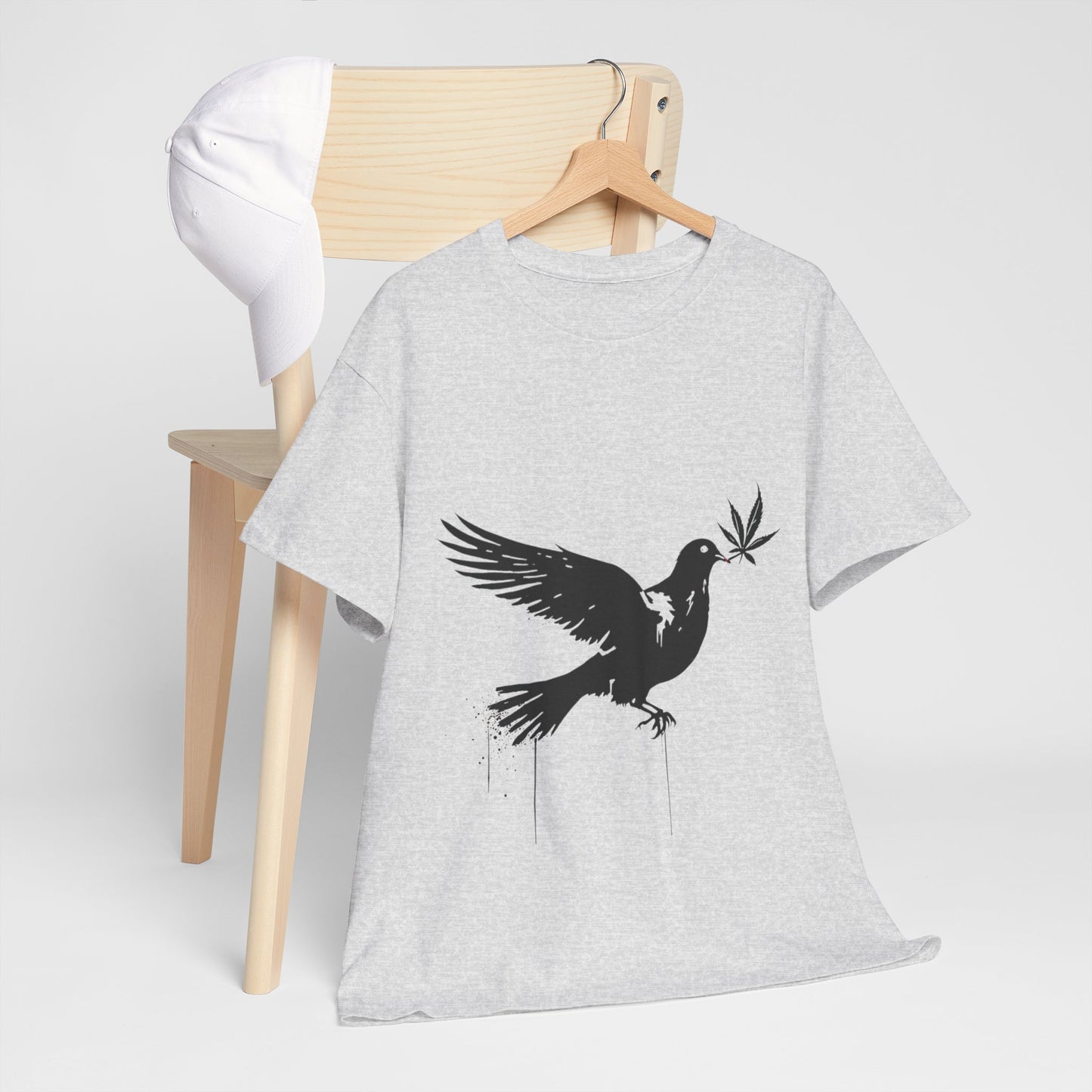 Dove with Weed Leaf Tee — Peace Dove Graphic T-Shirt