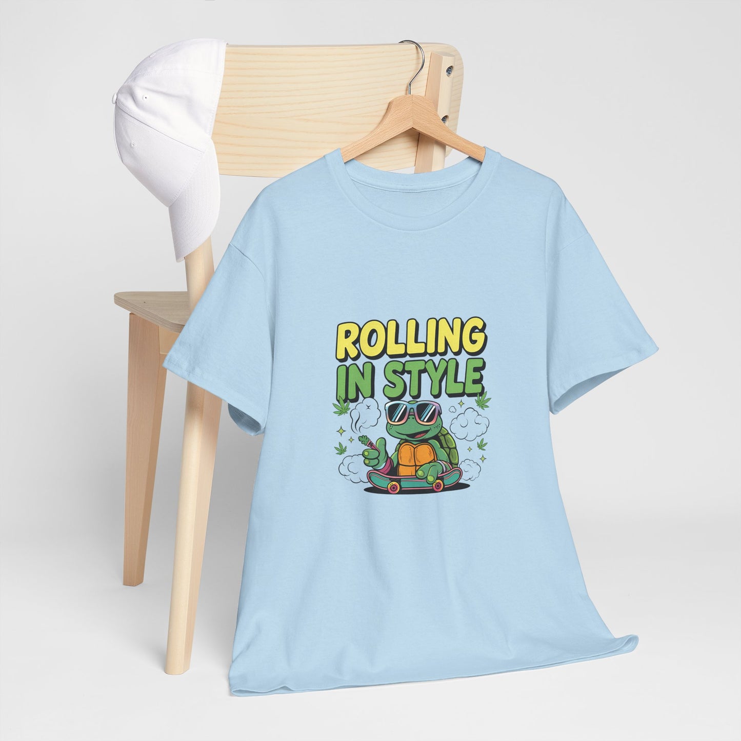 Rolling in Style Turtle T-Shirt — Cute Cartoon Turtle Graphic Tee
