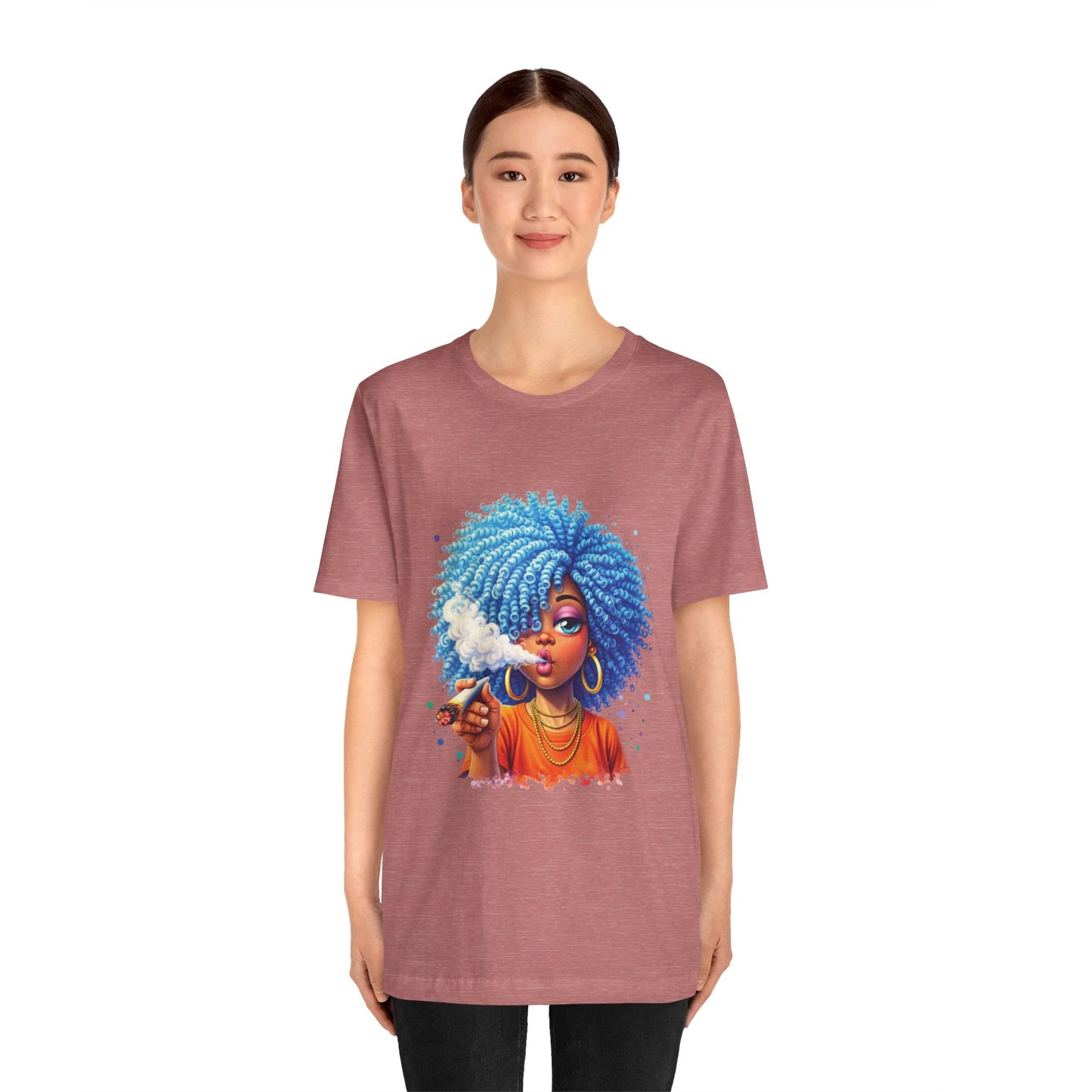 Afro Puff Vibes T-Shirt — Cool Blue Hair Graphic Tee
